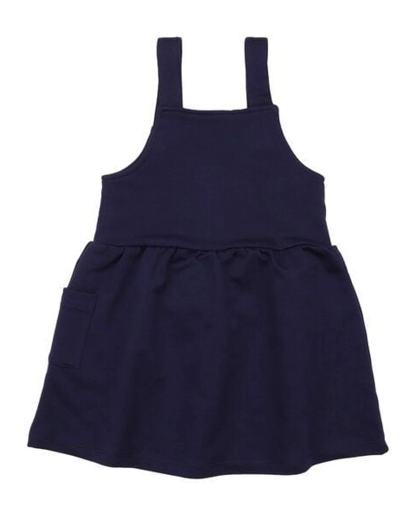 Kinder Latzkleid GOTS zertifiziert, Bio-Baumwolle, navy, weich & elastisch, bequem, Alltag – Walkiddy – Ansicht 3