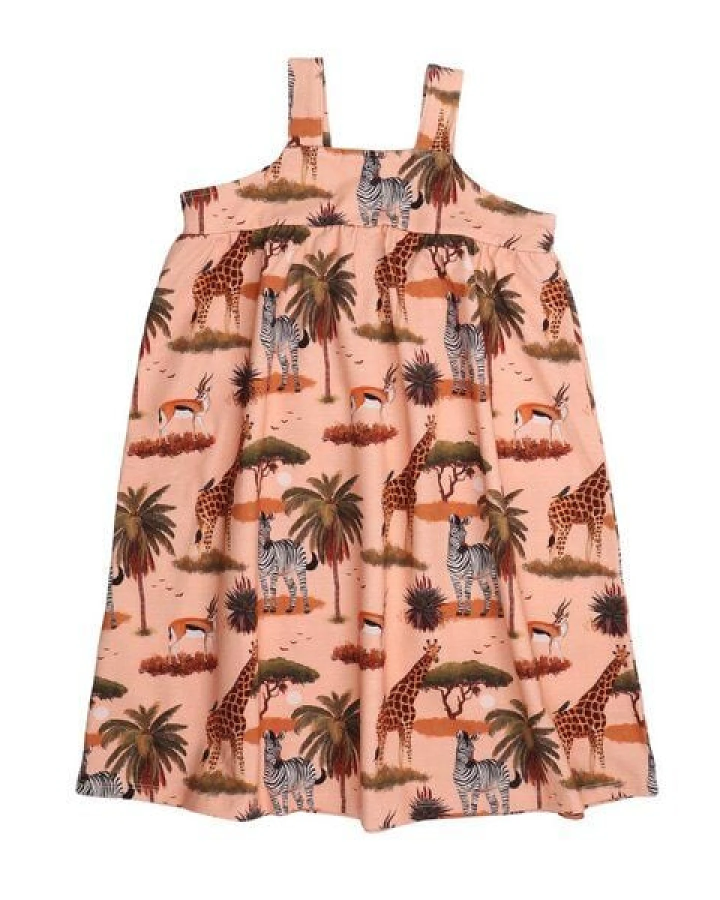 Kinder Kleid GOTS zertifiziert Bio-Baumwolle, Orange, Savannen-Muster, Walkiddy – Ansicht 3