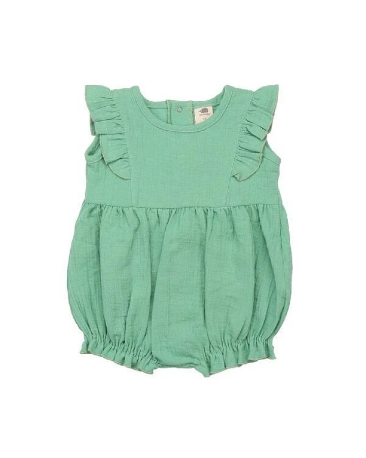Baby Body GOTS zertifiziert Bio-Baumwolle, Grün, Rüschenärmel, Walkiddy