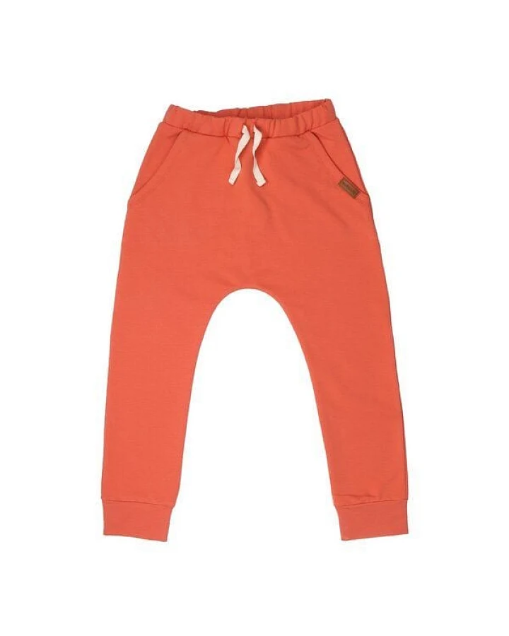 Kinder Baggy-Hose GOTS zertifiziert – Orange, Bund mit Kordel, weich & bequem
