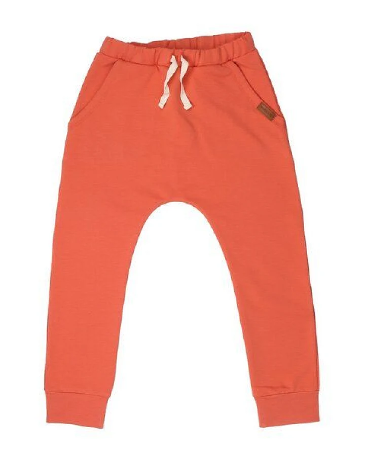 Kinder Baggy-Hose GOTS zertifiziert – Orange, Bund mit Kordel, weich & bequem