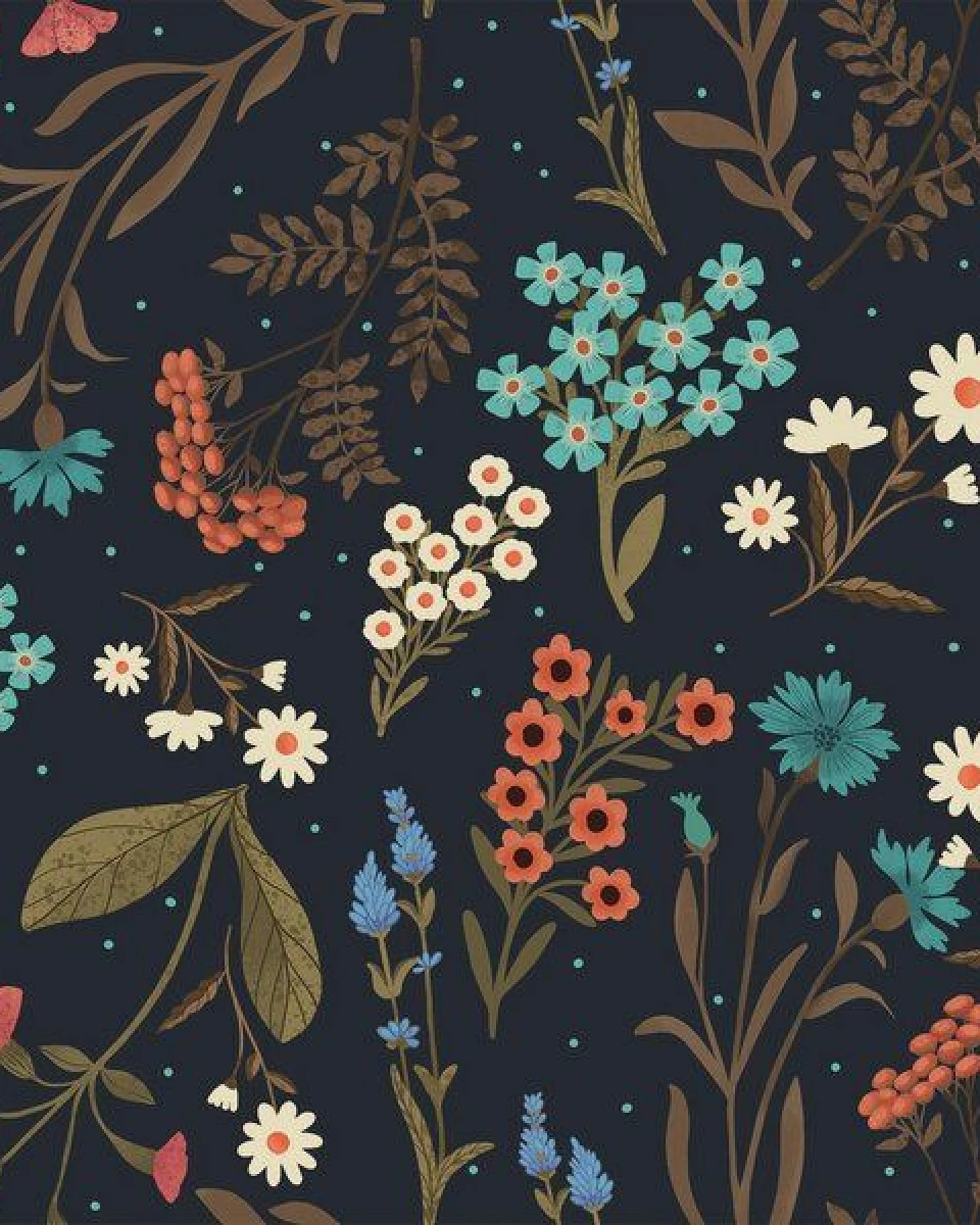 Bio-Baumwolle Floral Night Rock - Blau, GOTS-zertifiziert, 95% Pur Organisch, Fair Trade, Hautfreundlich – Walkiddy – Ansicht 4