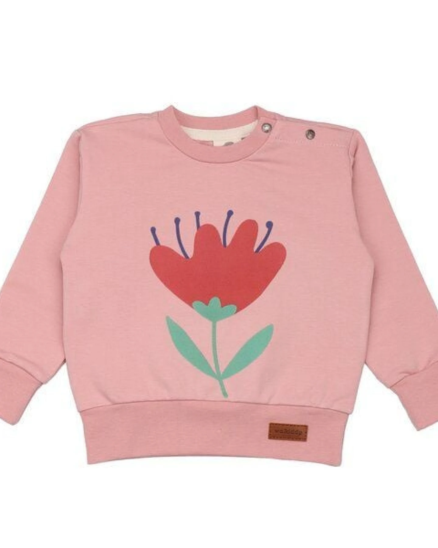 Kinder Sweatshirt GOTS-zertifiziert aus Bio-Baumwolle rosa mit Tulpen-, Marienkäfer- & Schmetterlingsmotiv – Walkiddy – Ansicht 2