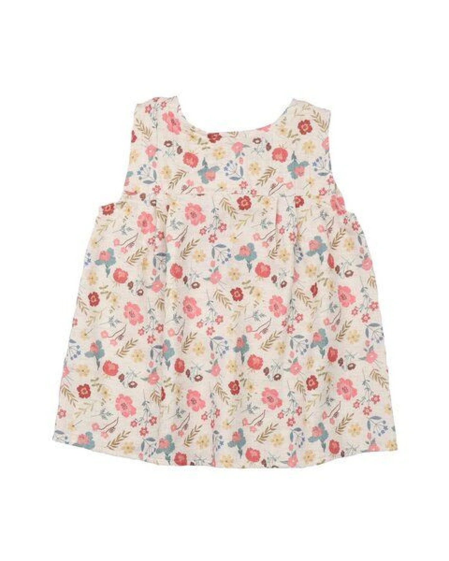 Mädchen Bluse GOTS zertifiziert, Bio-Baumwolle, mehrfarbig, Blumen-Blätter-Muster, ärmellos, leicht – Walkiddy – Ansicht 3