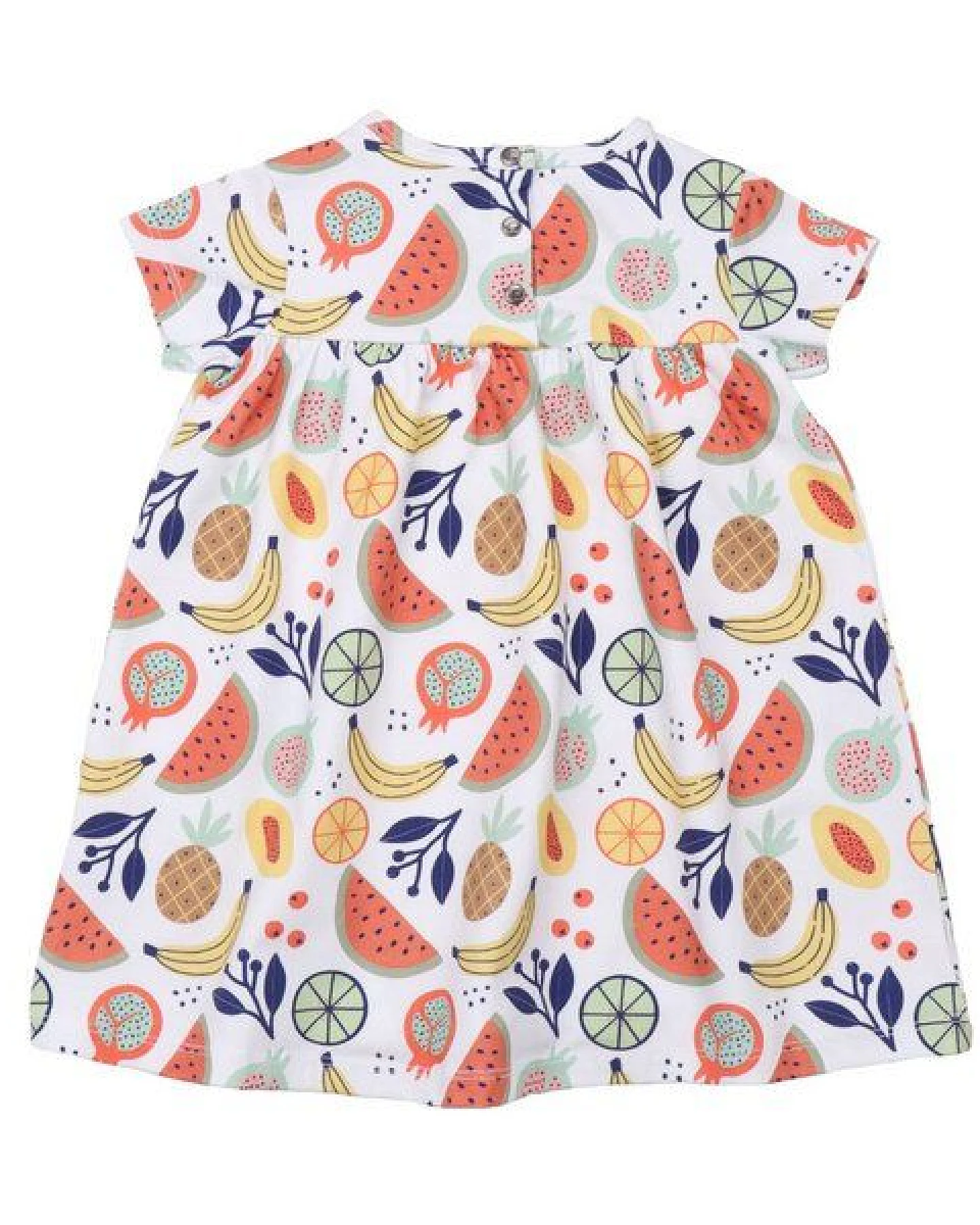 Baby Kleid GOTS zertifiziert, Bio-Baumwolle, mehrfarbig, „Cheerful Fruits“, Frucht-Muster, leicht – Walkiddy – Ansicht 3