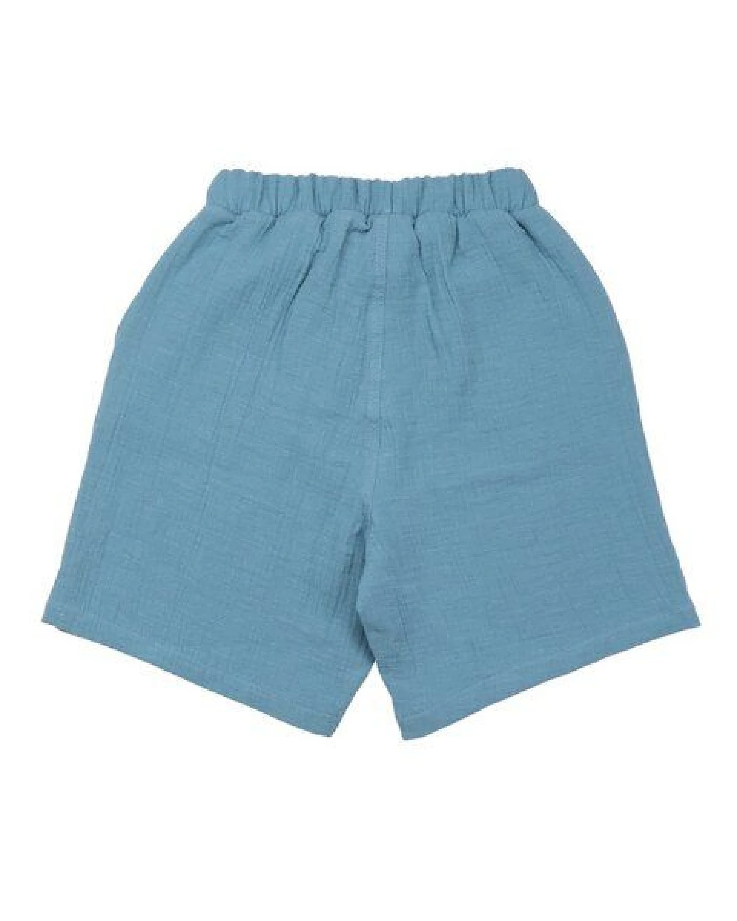 Kinder Shorts GOTS-zertifiziert aus Bio-Baumwolle, blau „Floral Night“ mit elastischem Bund & Kordelzug – Walkiddy, leichte Sommer-Shorts – Ansicht 3