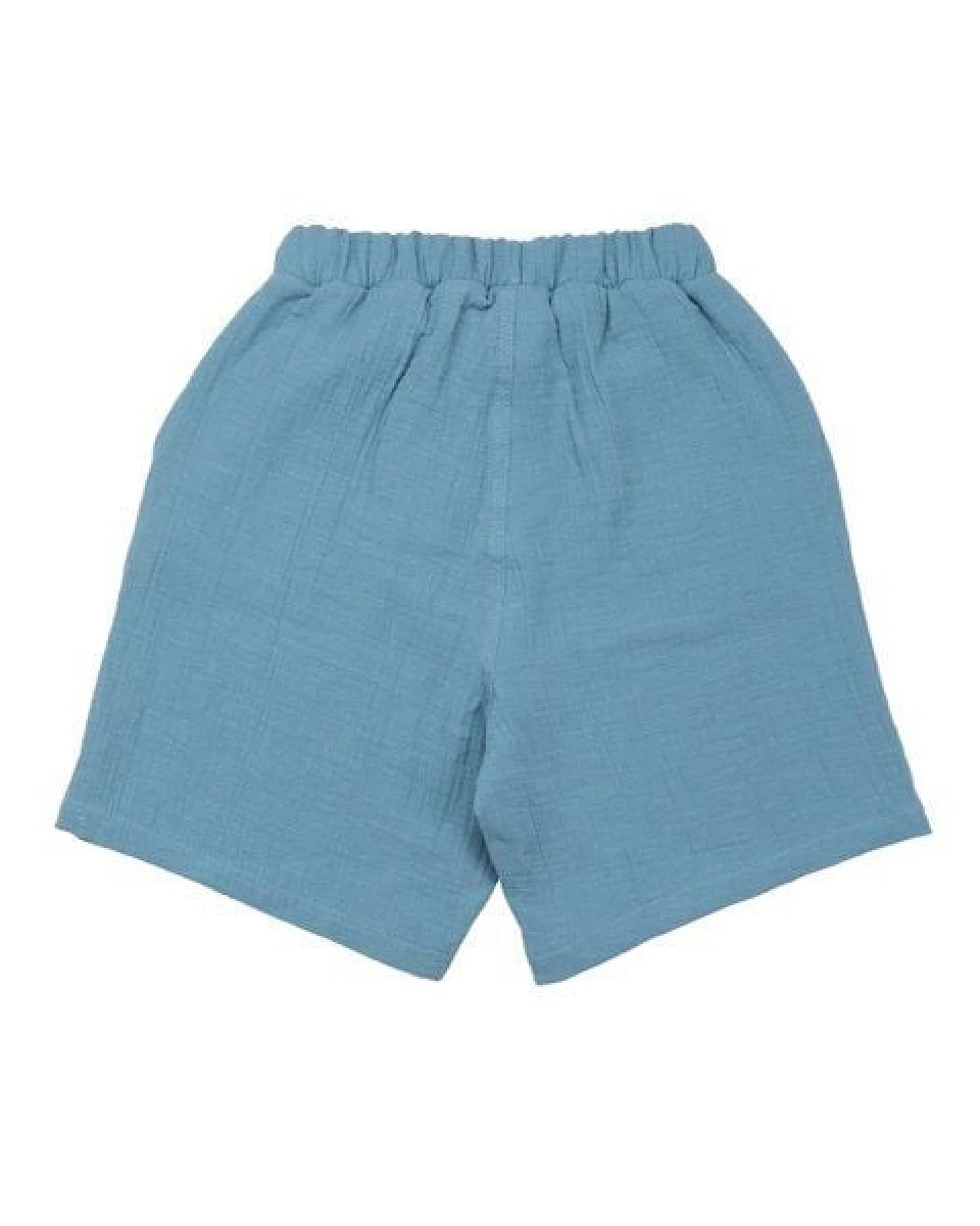 Kinder Shorts GOTS-zertifiziert aus Bio-Baumwolle, blau „Floral Night“ mit elastischem Bund & Kordelzug – Walkiddy, leichte Sommer-Shorts – Ansicht 3