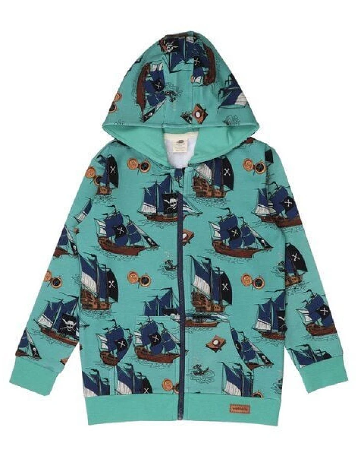 Pirate Ships Bio-Baumwoll Sweatjacke Grün - GOTS Zertifiziert, Fair Produziert & Nachhaltig – Walkiddy