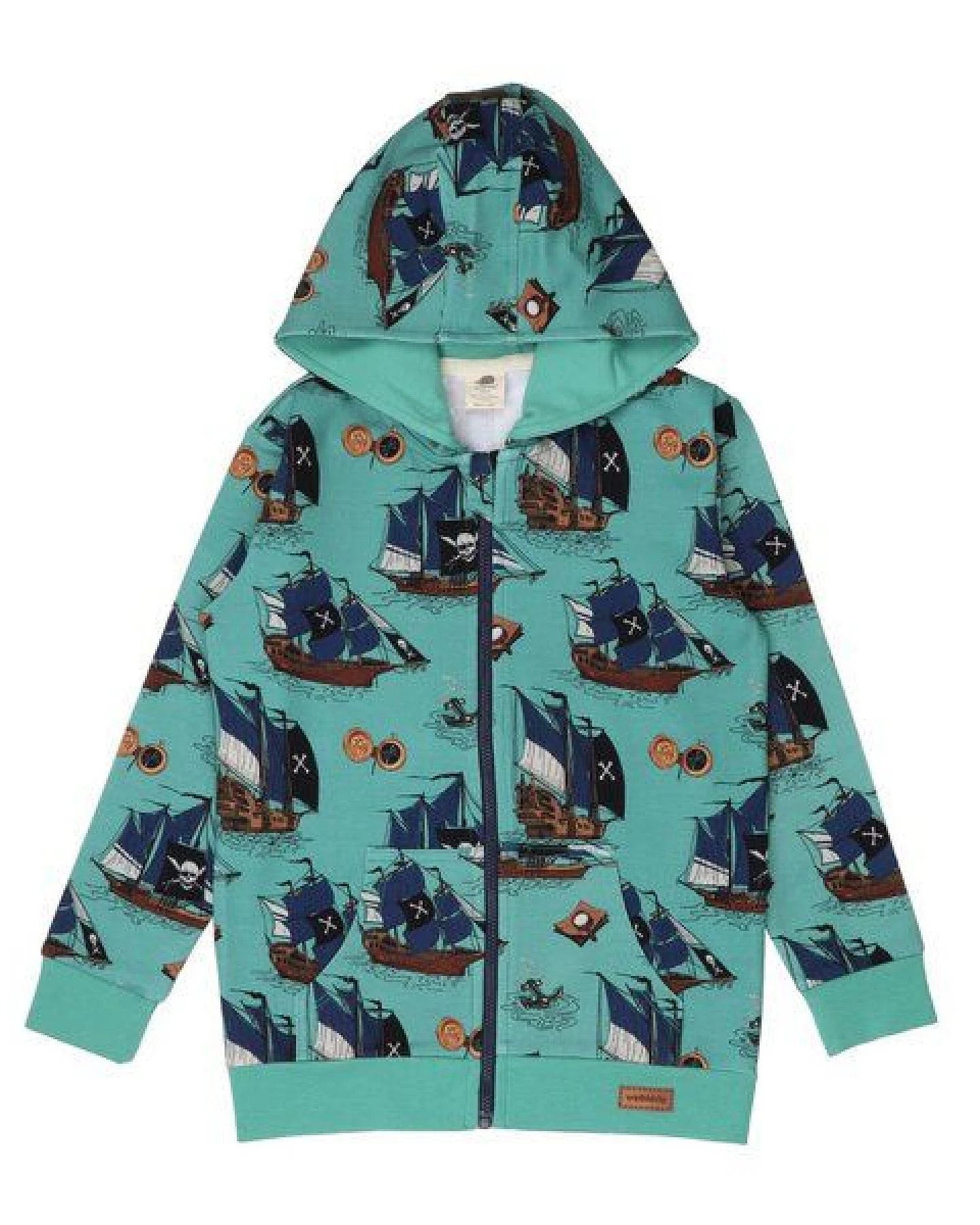 Pirate Ships Bio-Baumwoll Sweatjacke Grün - GOTS Zertifiziert, Fair Produziert & Nachhaltig – Walkiddy – Ansicht 2