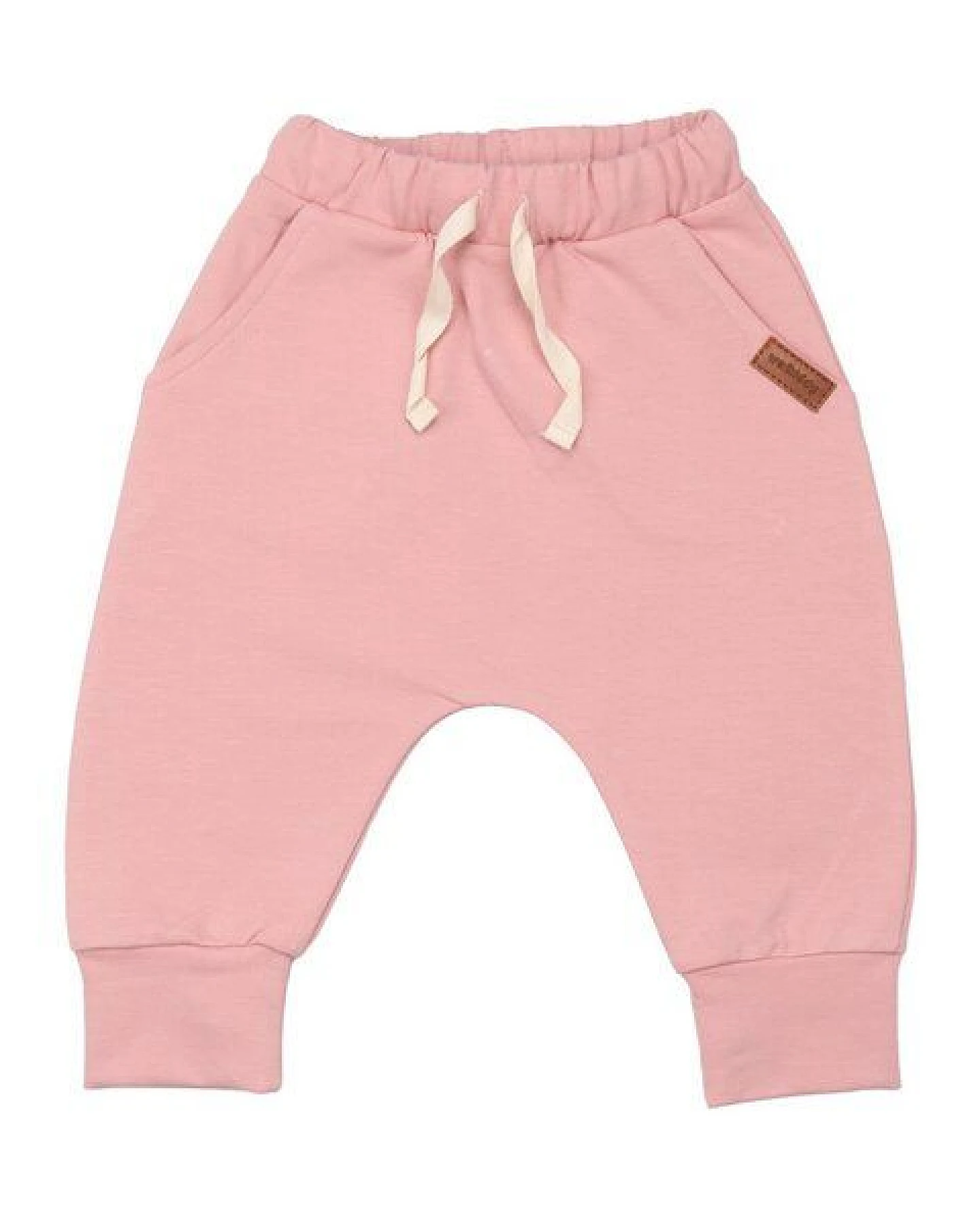 Kinder Baggy-Hose GOTS zertifiziert – 95% Bio-Baumwolle, Rosa, elastischer Bund mit Kordel, weich & bequem – Ansicht 2