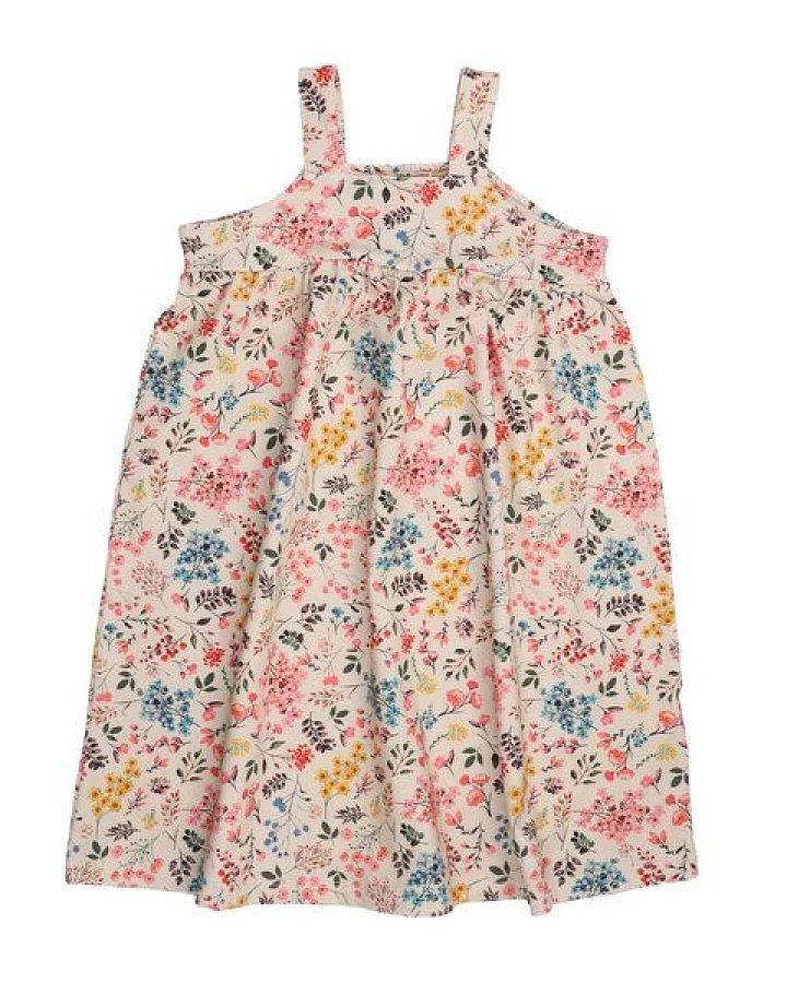 Bio-Baumwolle Mini Flowers Kleid Mehrfarbig, GOTS-zertifiziert, Elastisch – Walkiddy