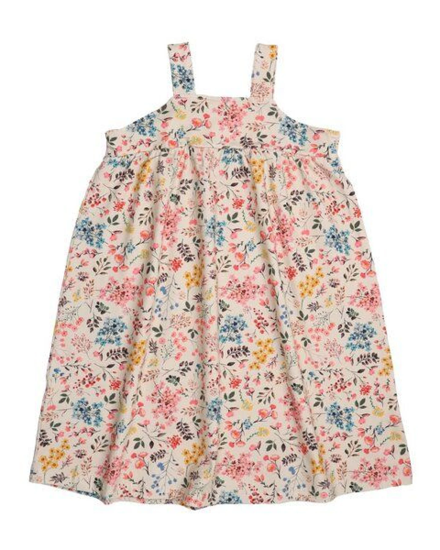 Bio-Baumwolle Mini Flowers Kleid Mehrfarbig, GOTS-zertifiziert, Elastisch – Walkiddy – Ansicht 3
