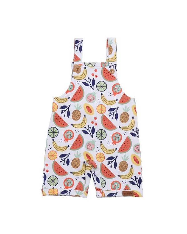 Baby Romper GOTS zertifiziert, Bio-Baumwolle, mehrfarbig, „Cheerful Fruits“, ärmellos, weich – Walkiddy