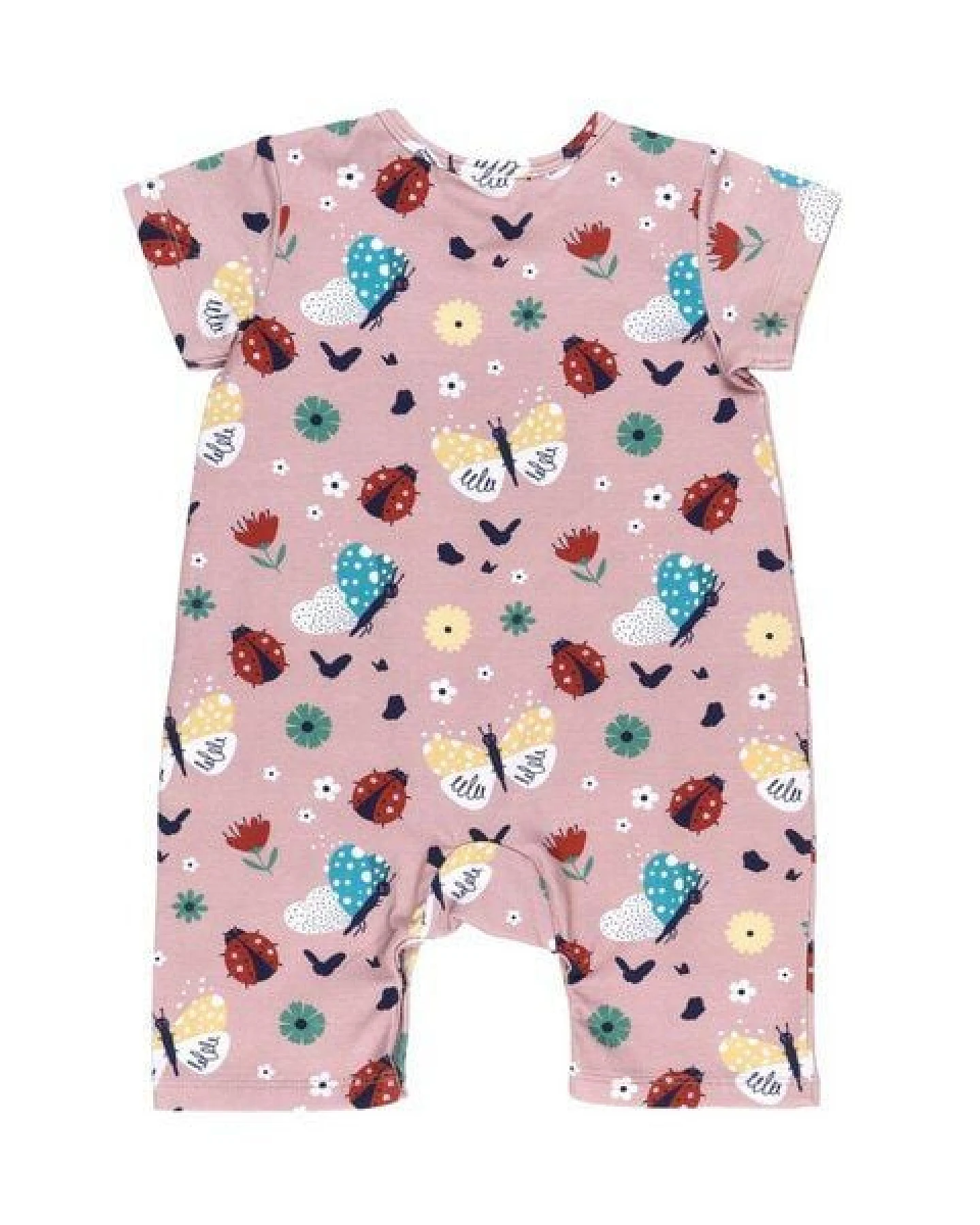 Öko-Freundlicher Ladybugs & Butterflies Beach Bodysuit - Pink, 95% Bio-Baumwolle, Vertretbar Produziert – GOTS zertifiziert – Walkiddy – Ansicht 3