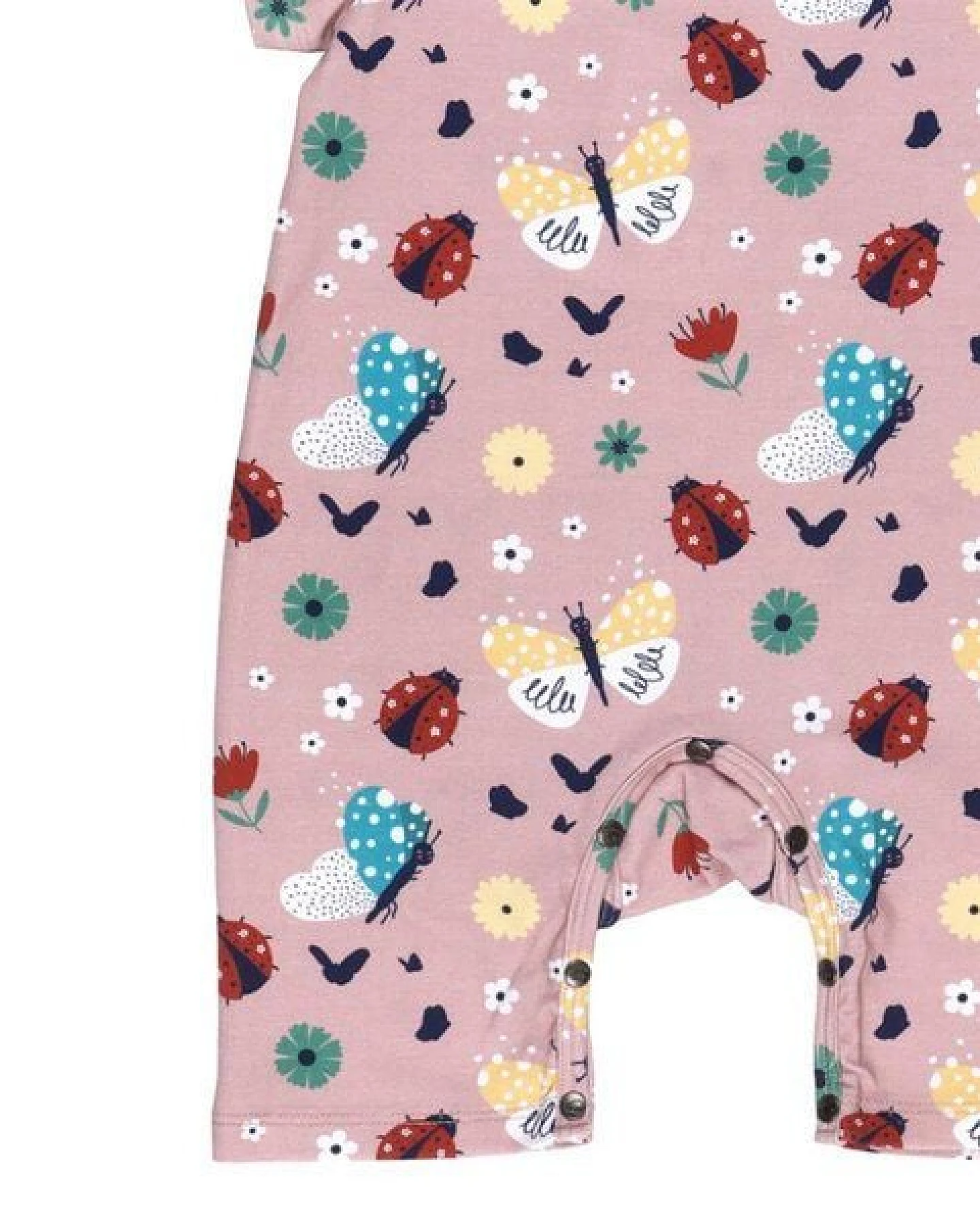 Öko-Freundlicher Ladybugs & Butterflies Beach Bodysuit - Pink, 95% Bio-Baumwolle, Vertretbar Produziert – GOTS zertifiziert – Walkiddy – Ansicht 4