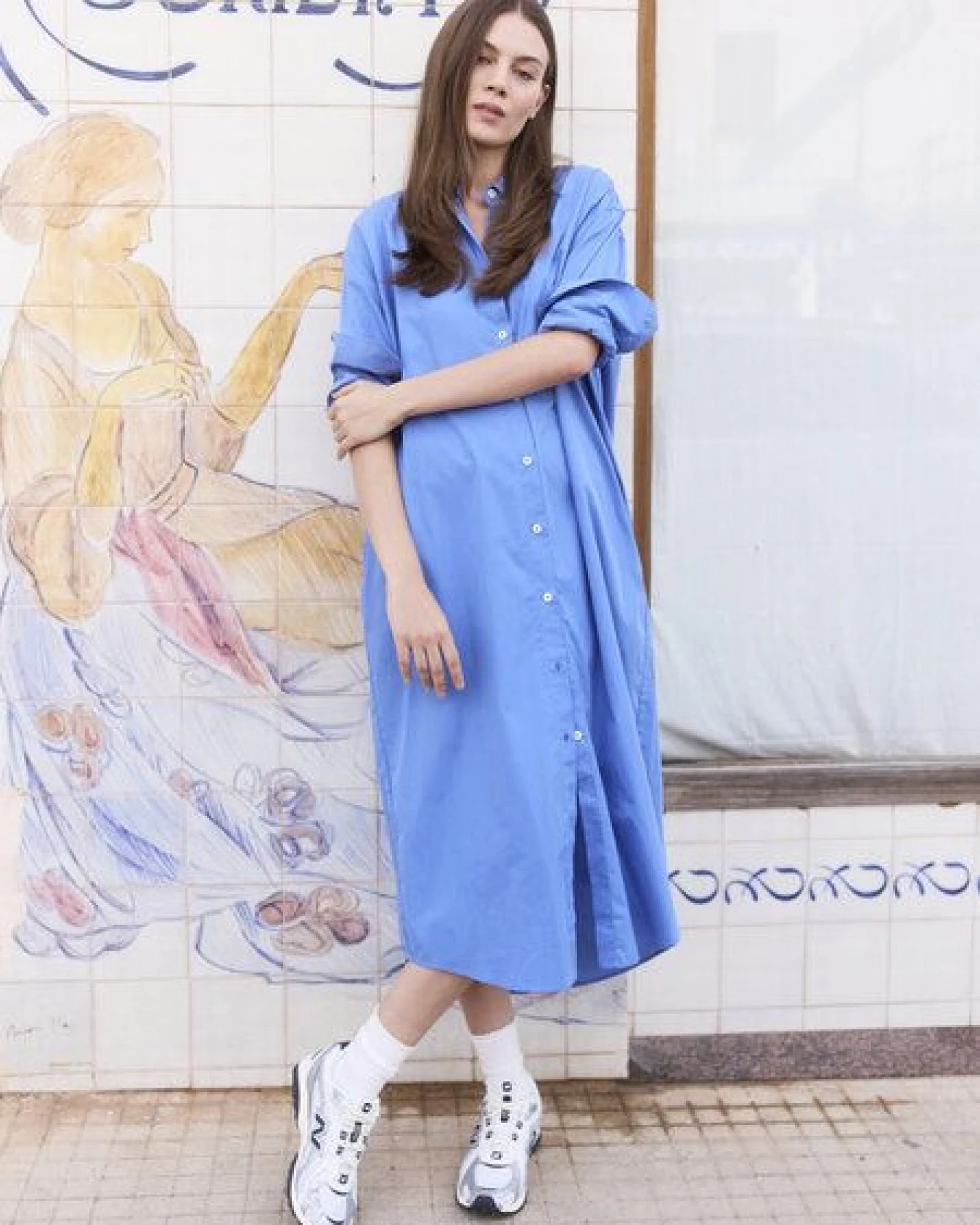 WOTE Hemdblusenkleid lang mit Gürtel aus Organic Cotton – Ansicht 2