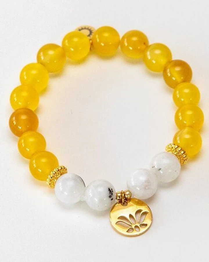 Divasya Armband "Golden Lotus" aus echten Natursteinen bzw. Halbedelsteinen