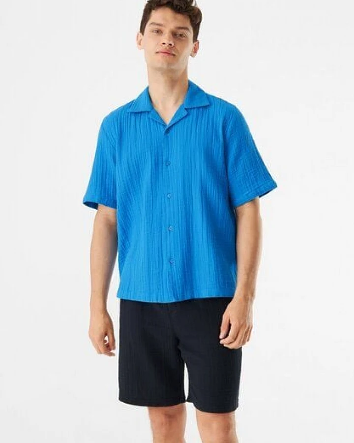 Givn Berlin Kurzarmhemd GBLUCA aus Bio-Baumwolle - French Blue (Musselin)
