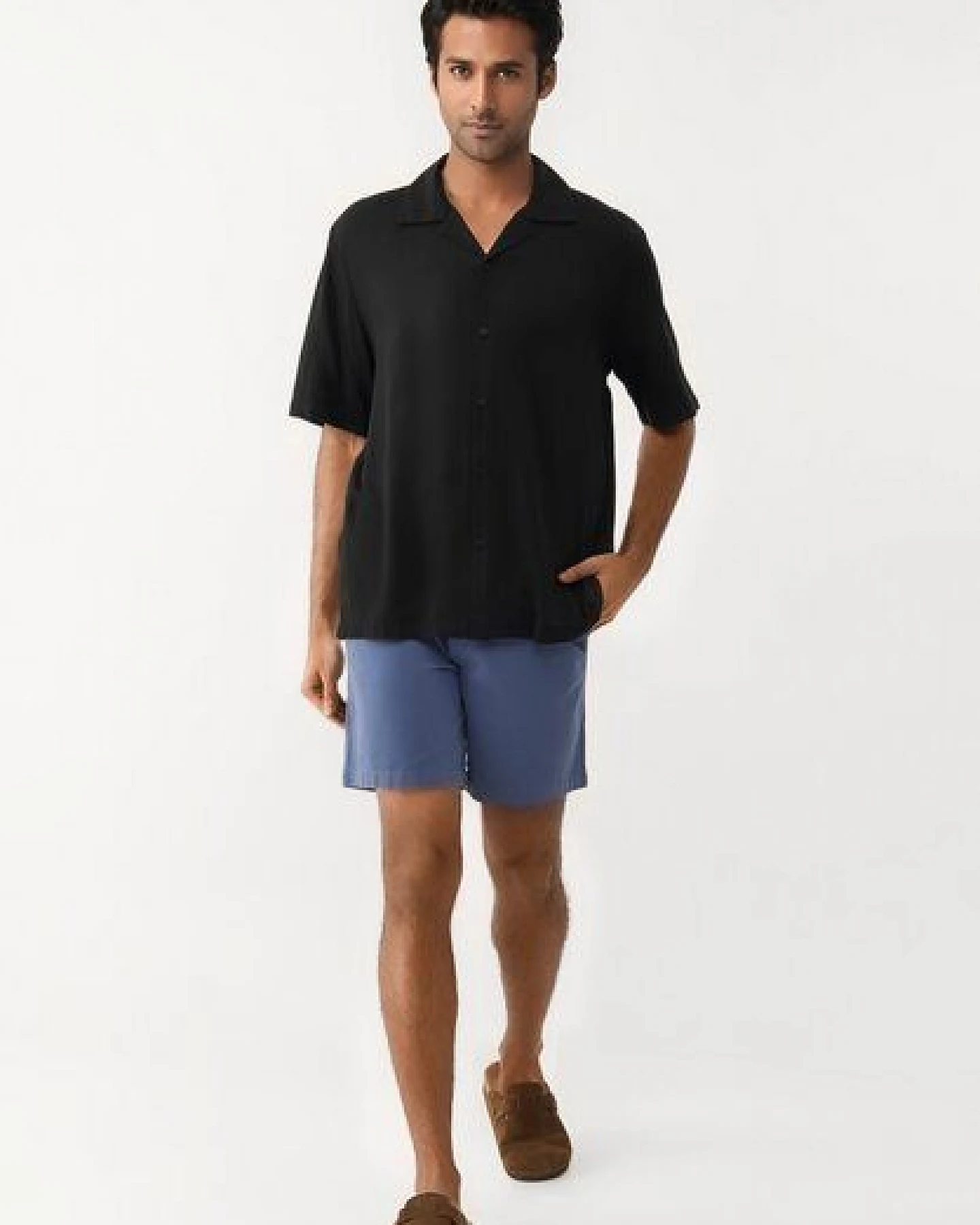 Givn Berlin Shorts GBLAURIN aus Bio-Baumwolle mit elastischem Bund - Steel Blue – Ansicht 3