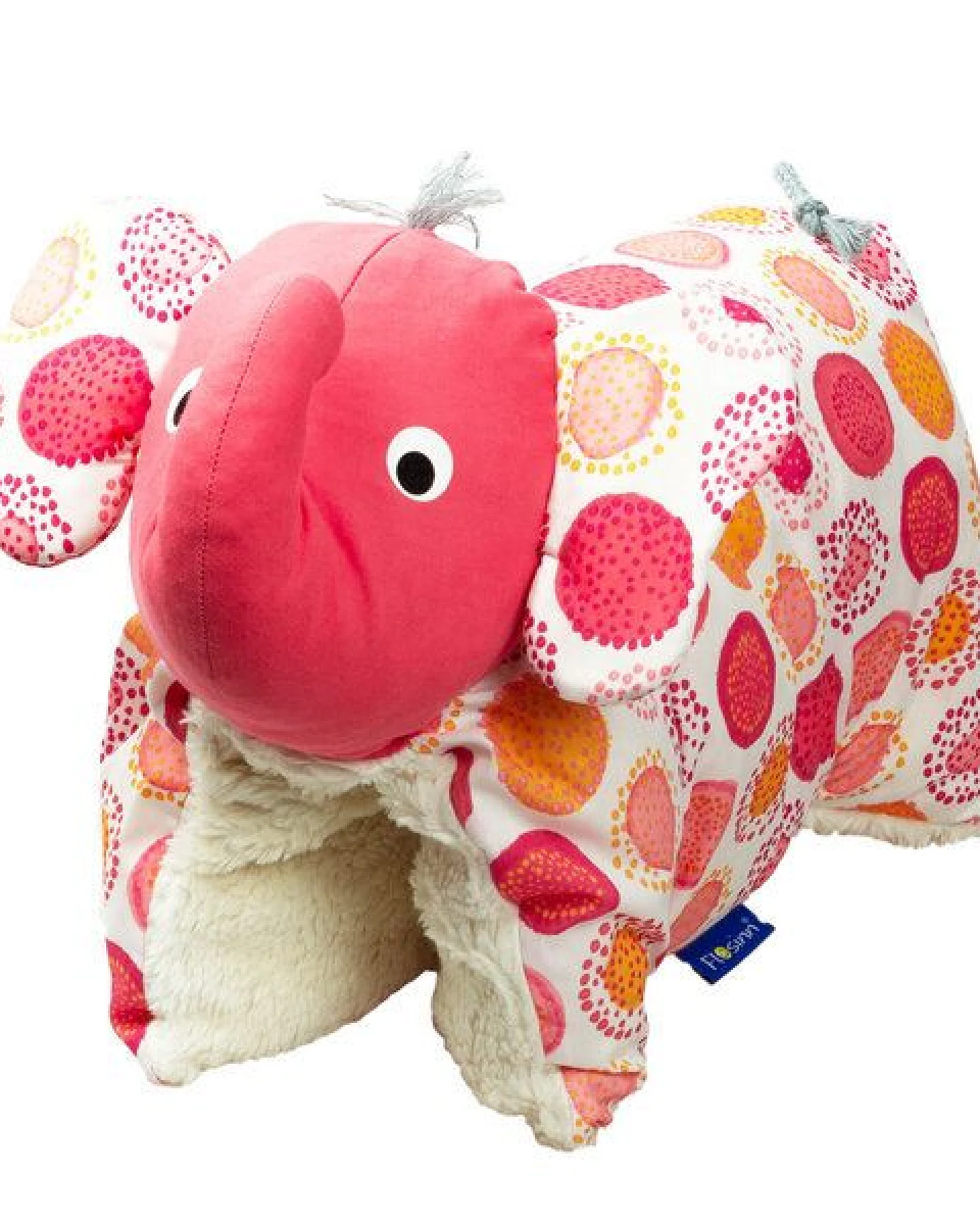 Flosinn Kuschelkissen Elefant als Reisekissen mit Teddyplüsch aus Baumwolle. Personalisierbar – Ansicht 2