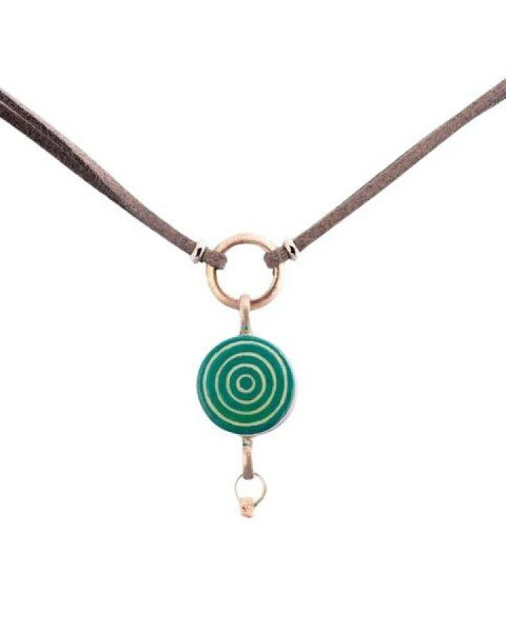 Mambu Design Upcycling Halskette - Circles Teal - Unisex - Straußeneischmuck