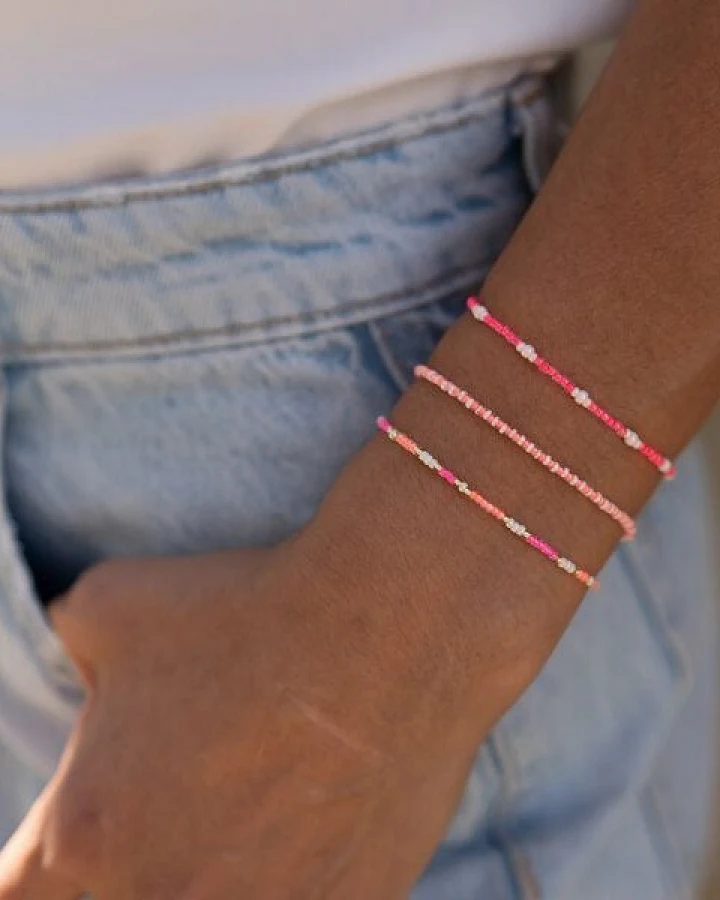 juni Armband-Set "Karibik" - drei Armbänder in pink und apricot