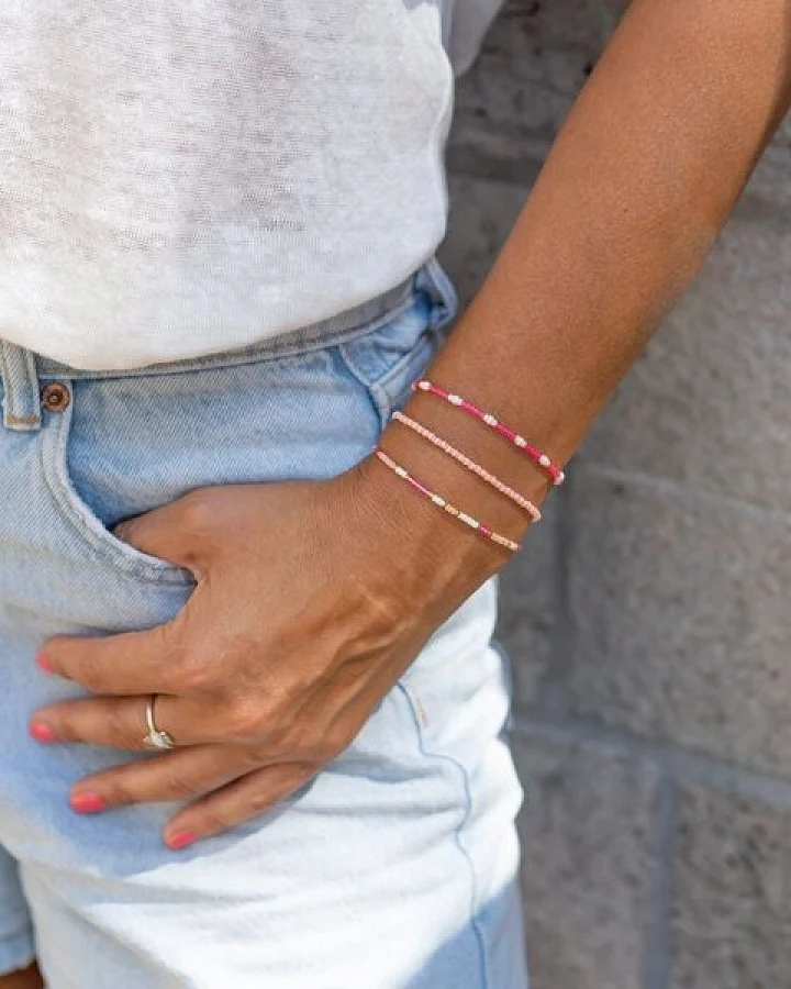 juni Armband-Set "Karibik" - drei Armbänder in pink und apricot