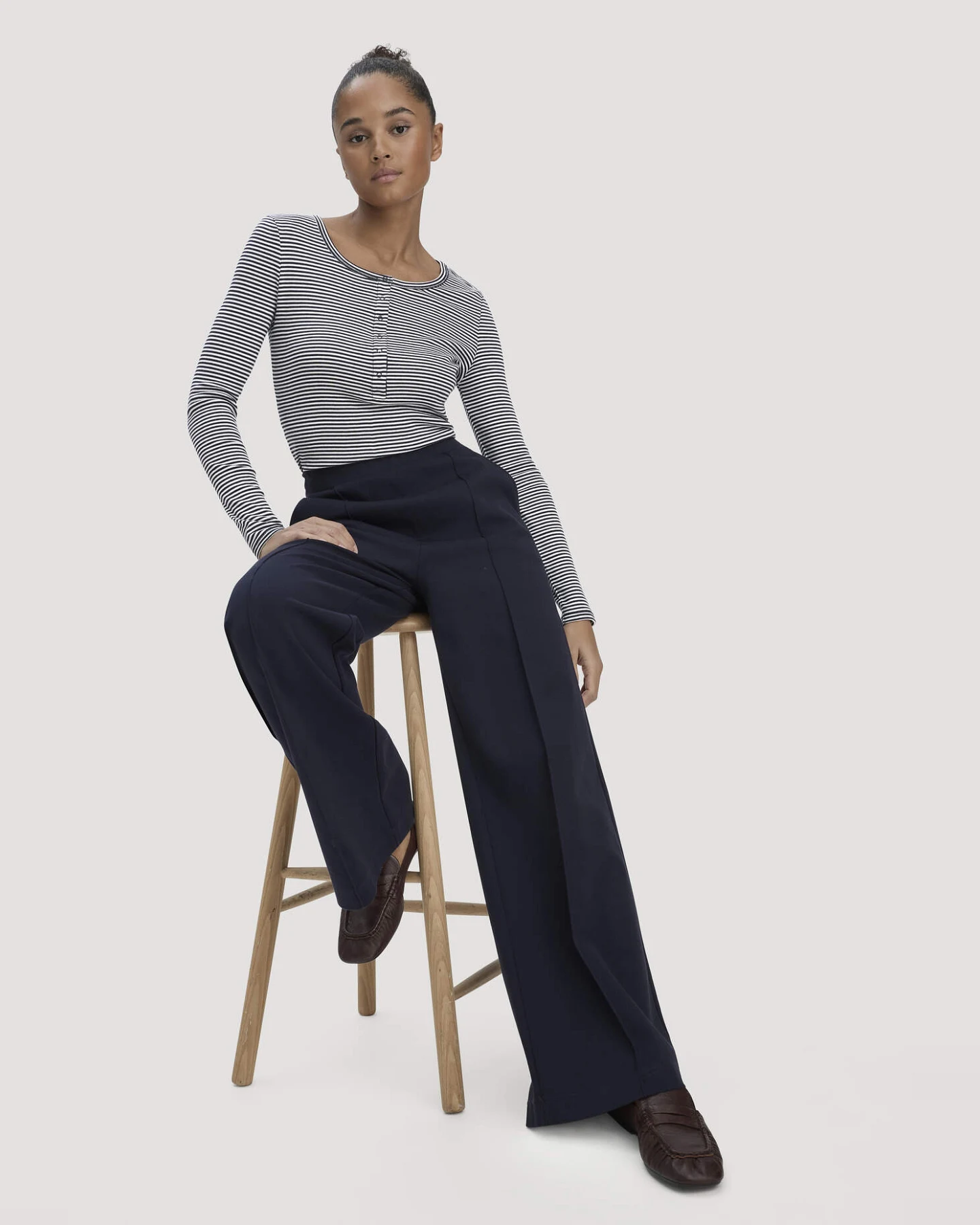 hessnatur Damen Jersey Hose Wide Leg Relaxed aus Bio-Baumwolle - blau - Größe 46 – Ansicht 4