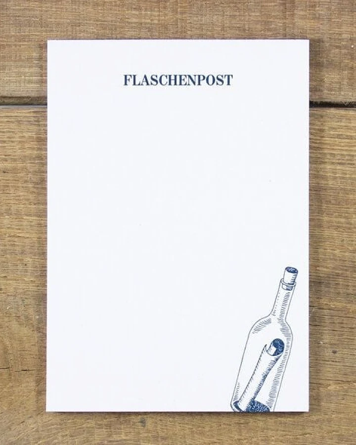 Bow & Hummingbird Maritimer Notizblock Flaschenpost aus Recyclingpapier