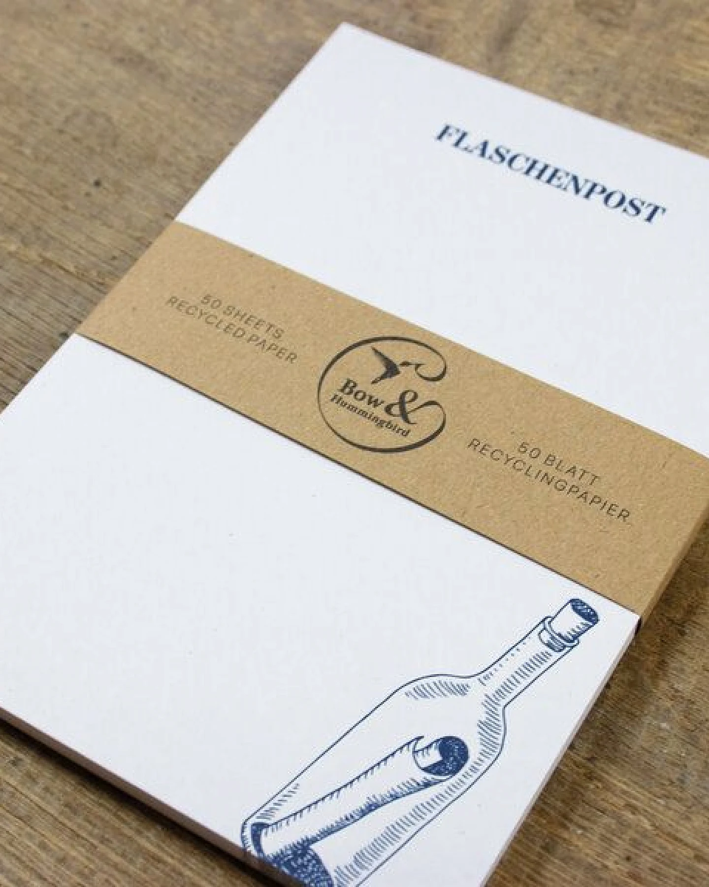 Bow & Hummingbird Maritimer Notizblock Flaschenpost aus Recyclingpapier – Ansicht 2