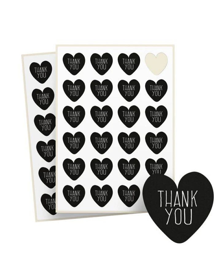 Fines Papeterie 24 Aufkleber THANK YOU * Danke Sticker * mit verschiedenen Motiven * rund * auf Bogen