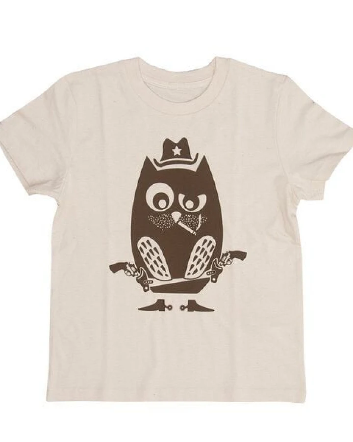 päfjes Harry der Eulen Cowboy - Kinder Shirt - fair gehandelt - Bio - Natur/Braun