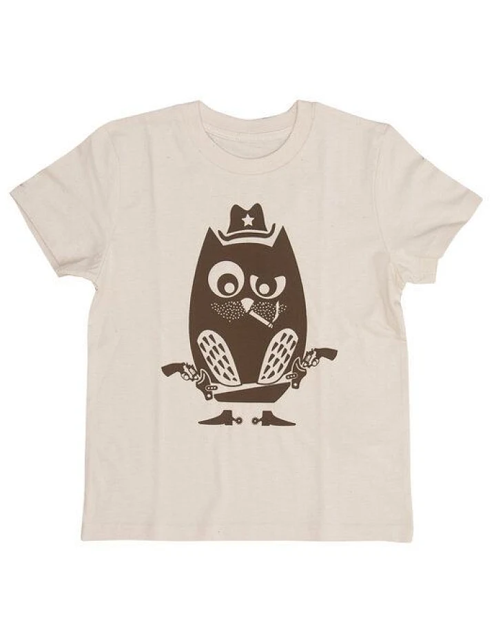 päfjes Harry der Eulen Cowboy - Kinder Shirt - fair gehandelt - Bio - Natur/Braun