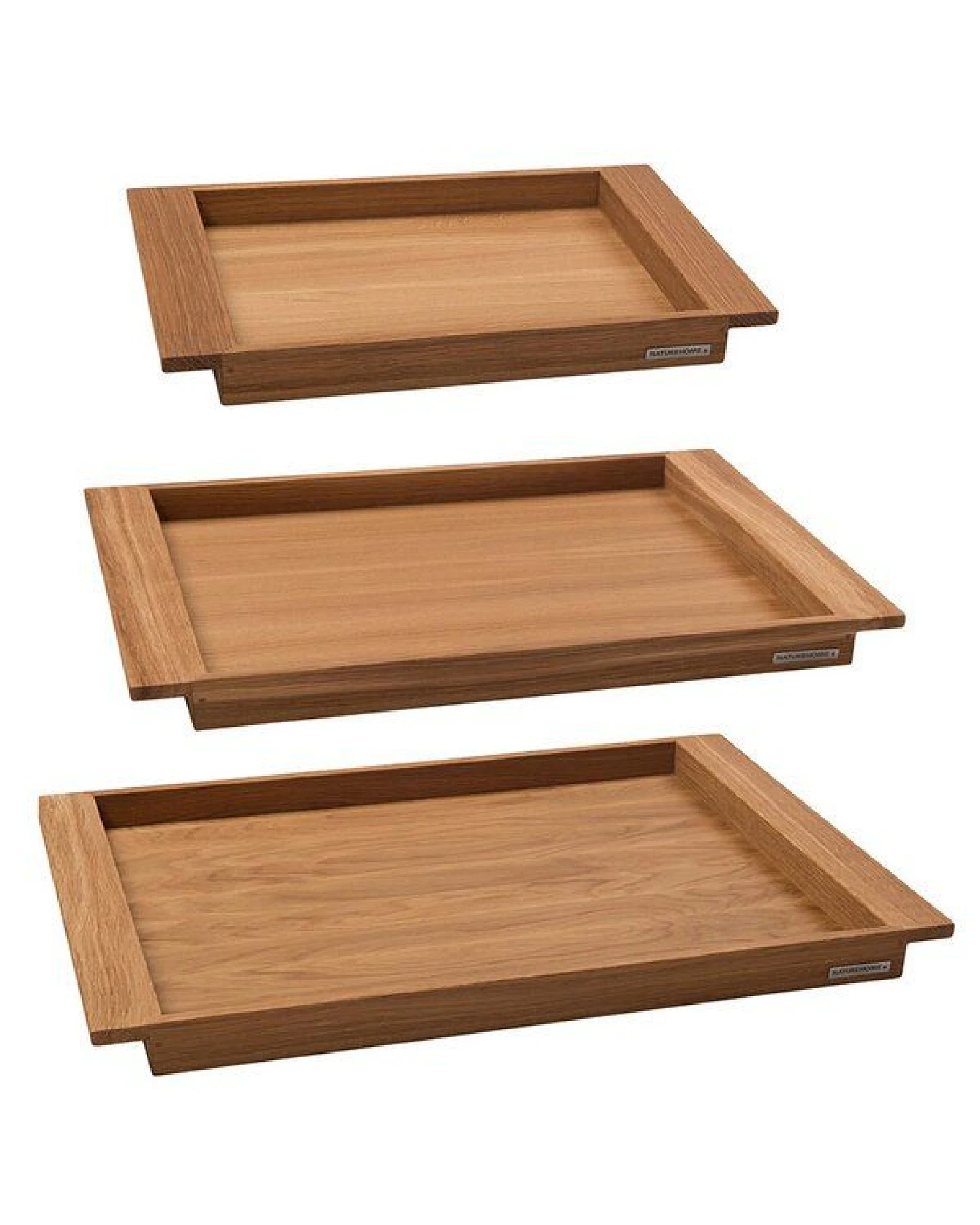 NATUREHOME Tablett Holz Eiche Holz Serviertablett Handarbeit Serie NH-E 3 Größen – Ansicht 2