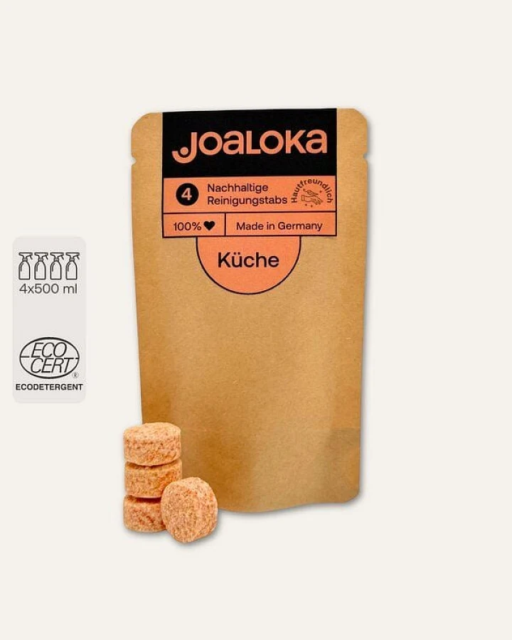 Joaloka 4 Küchenreiniger-Tabs - Nachfüllpack - ergibt 2 Liter Reiniger (4 x 500 ml)