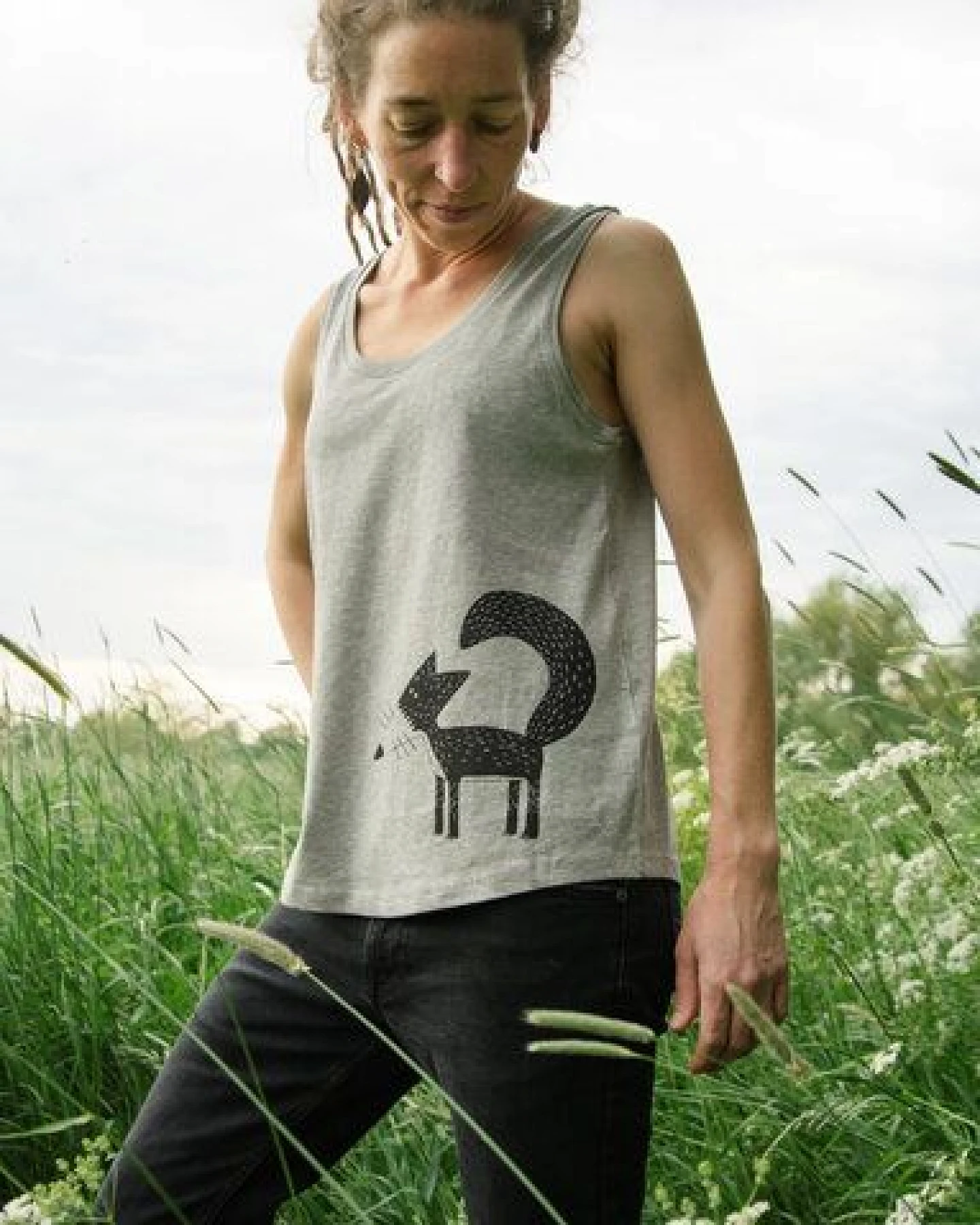 Cmig Damen Tank-Top Franzi Fuchs in heather grey – Ansicht 4
