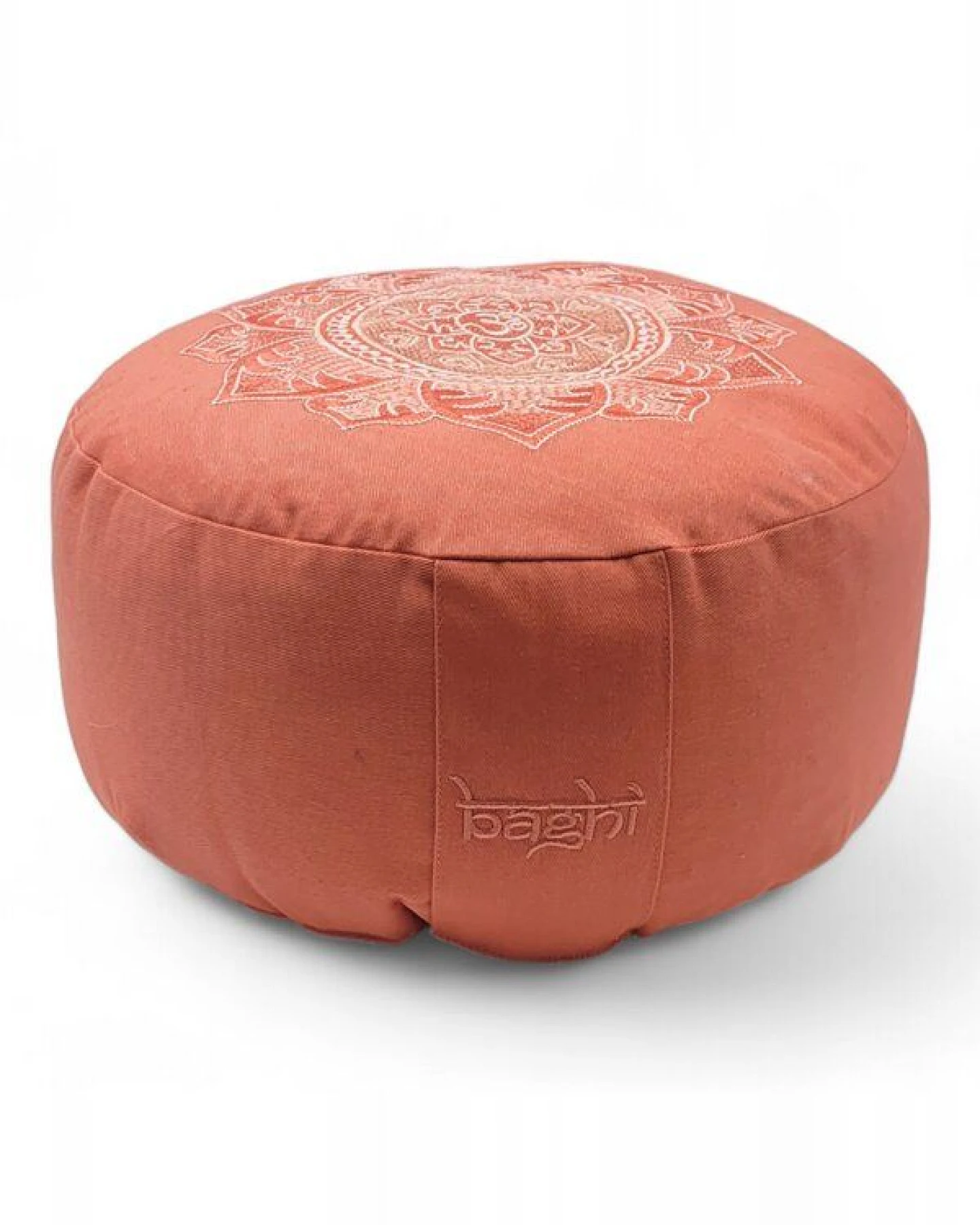 BAGHI Meditationskissen Rund pastellige Farben Om Bestickung - Sitzhöhe 15cm Bio-Baumwolle kbA – Ansicht 3