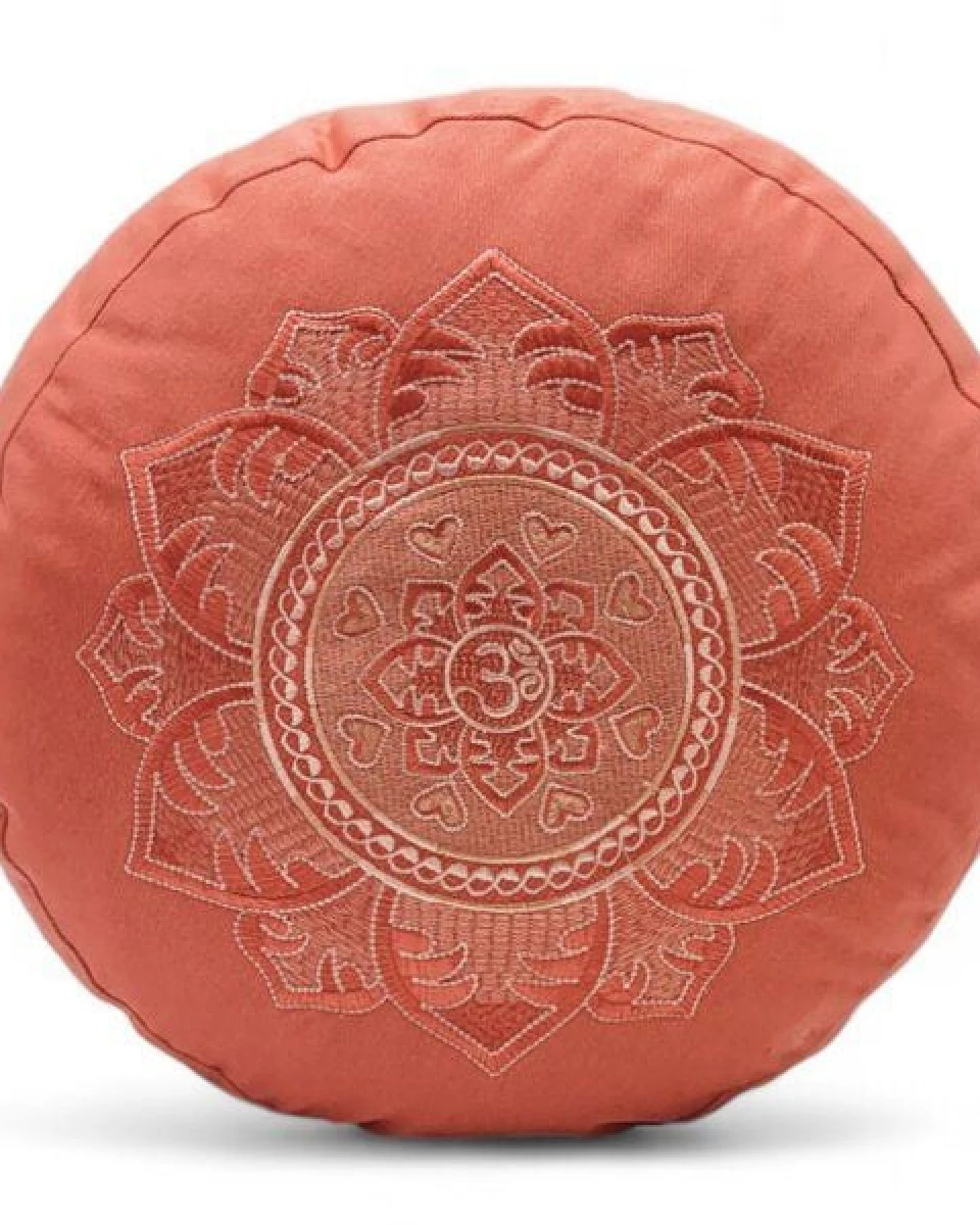 BAGHI Meditationskissen Rund pastellige Farben Om Bestickung - Sitzhöhe 15cm Bio-Baumwolle kbA – Ansicht 4