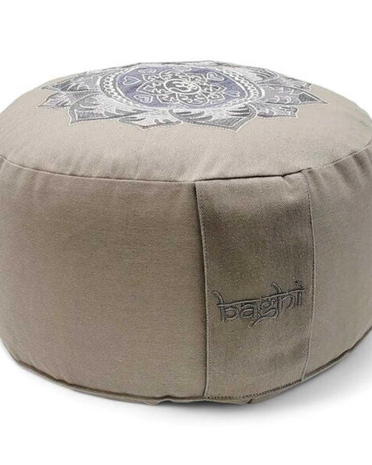 BAGHI Meditationskissen Rund pastellige Farben Om Bestickung - Sitzhöhe 15cm Bio-Baumwolle kbA – Ansicht 3