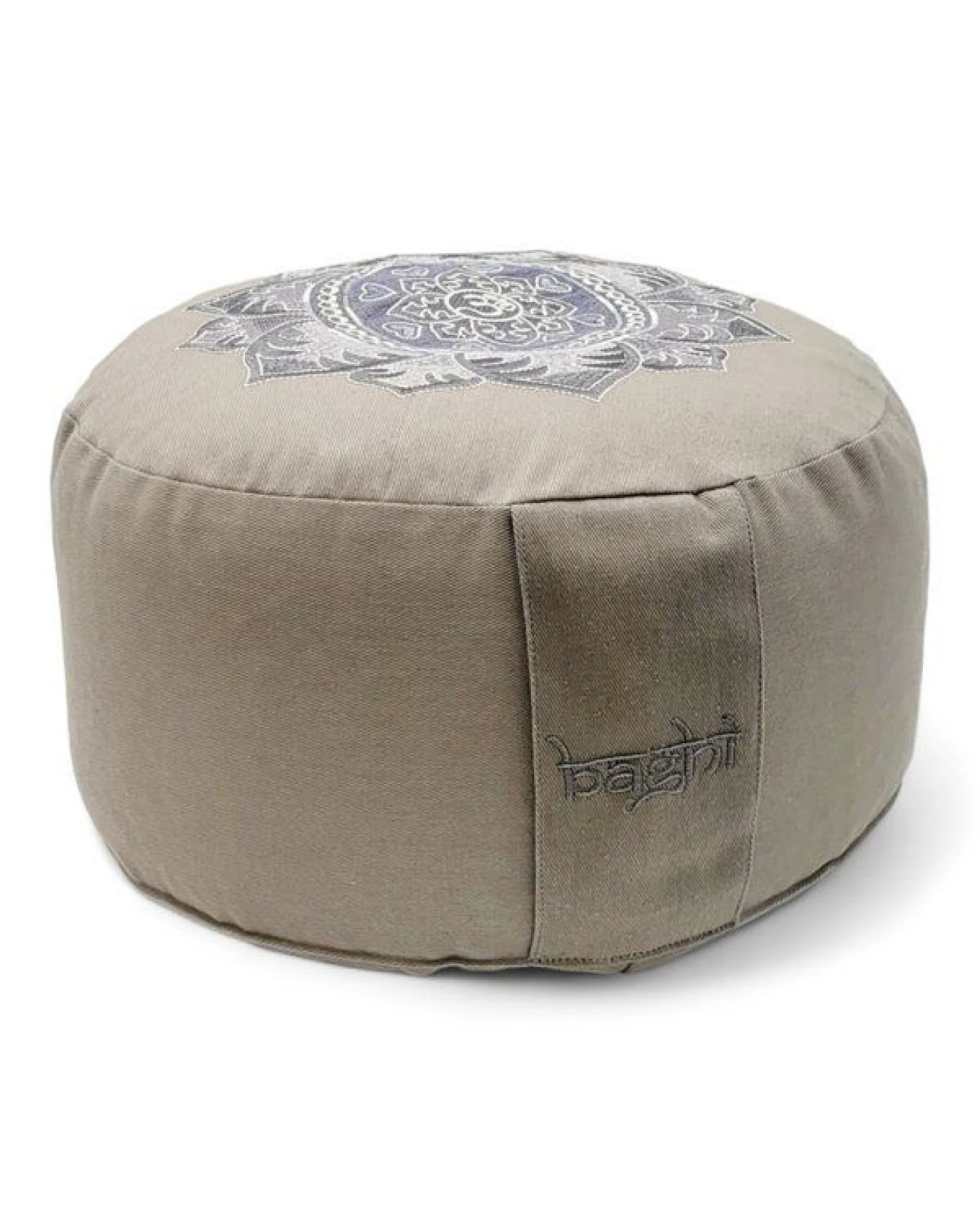 BAGHI Meditationskissen Rund pastellige Farben Om Bestickung - Sitzhöhe 15cm Bio-Baumwolle kbA – Ansicht 3