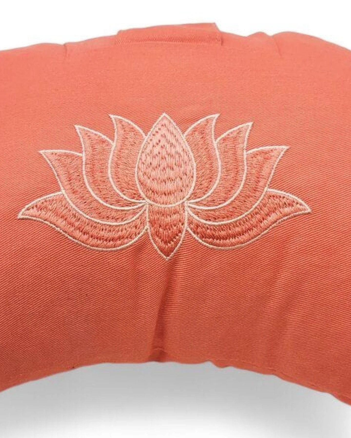 BAGHI Meditationskissen Halbmond pastellige Farben Lotus Bestickung - aus Bio-Baumwolle kbA zertifiziert Sitzhöhe 14 cm – Ansicht 3