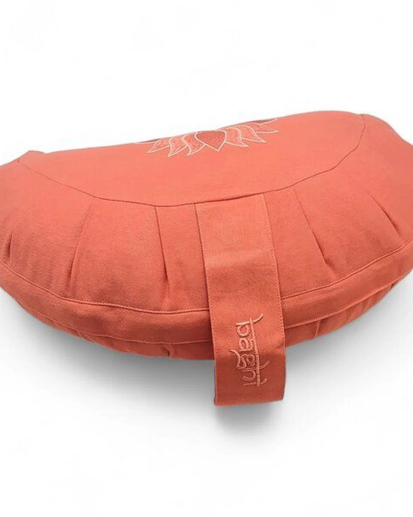 BAGHI Meditationskissen Halbmond pastellige Farben Lotus Bestickung - aus Bio-Baumwolle kbA zertifiziert Sitzhöhe 14 cm – Ansicht 4