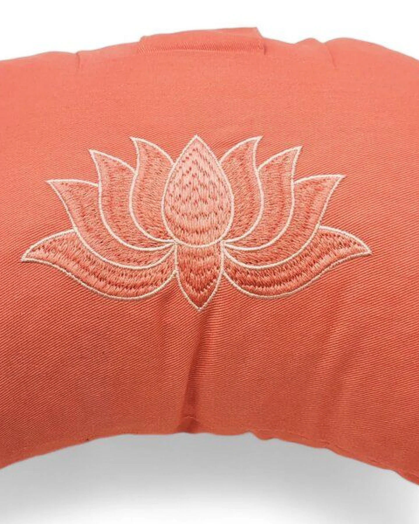 BAGHI Meditationskissen Halbmond pastellige Farben Lotus Bestickung - aus Bio-Baumwolle kbA zertifiziert Sitzhöhe 14 cm – Ansicht 3