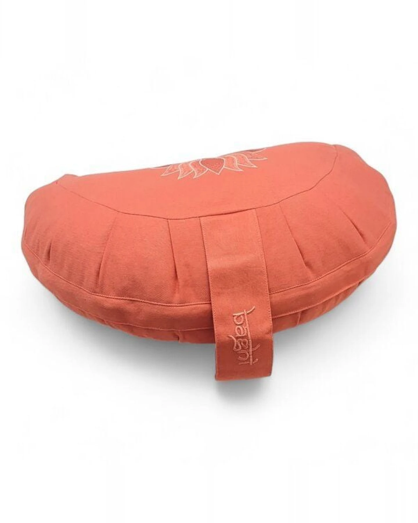 BAGHI Meditationskissen Halbmond pastellige Farben Lotus Bestickung - aus Bio-Baumwolle kbA zertifiziert Sitzhöhe 14 cm – Ansicht 4