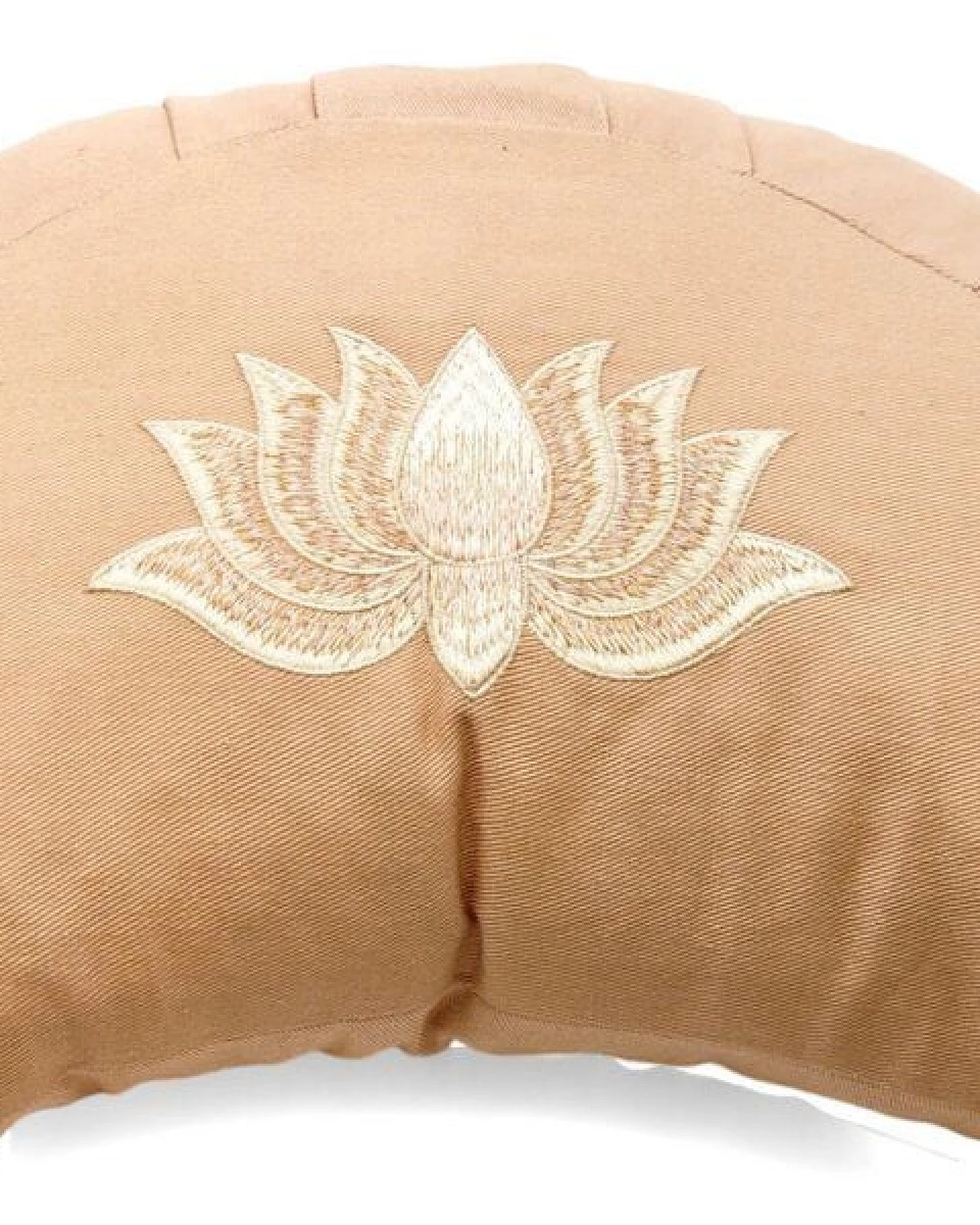 BAGHI Meditationskissen Halbmond pastellige Farben Lotus Bestickung - aus Bio-Baumwolle kbA zertifiziert Sitzhöhe 14 cm – Ansicht 3