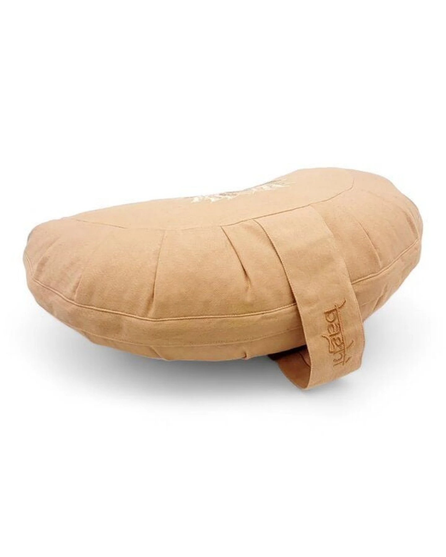 BAGHI Meditationskissen Halbmond pastellige Farben Lotus Bestickung - aus Bio-Baumwolle kbA zertifiziert Sitzhöhe 14 cm – Ansicht 4