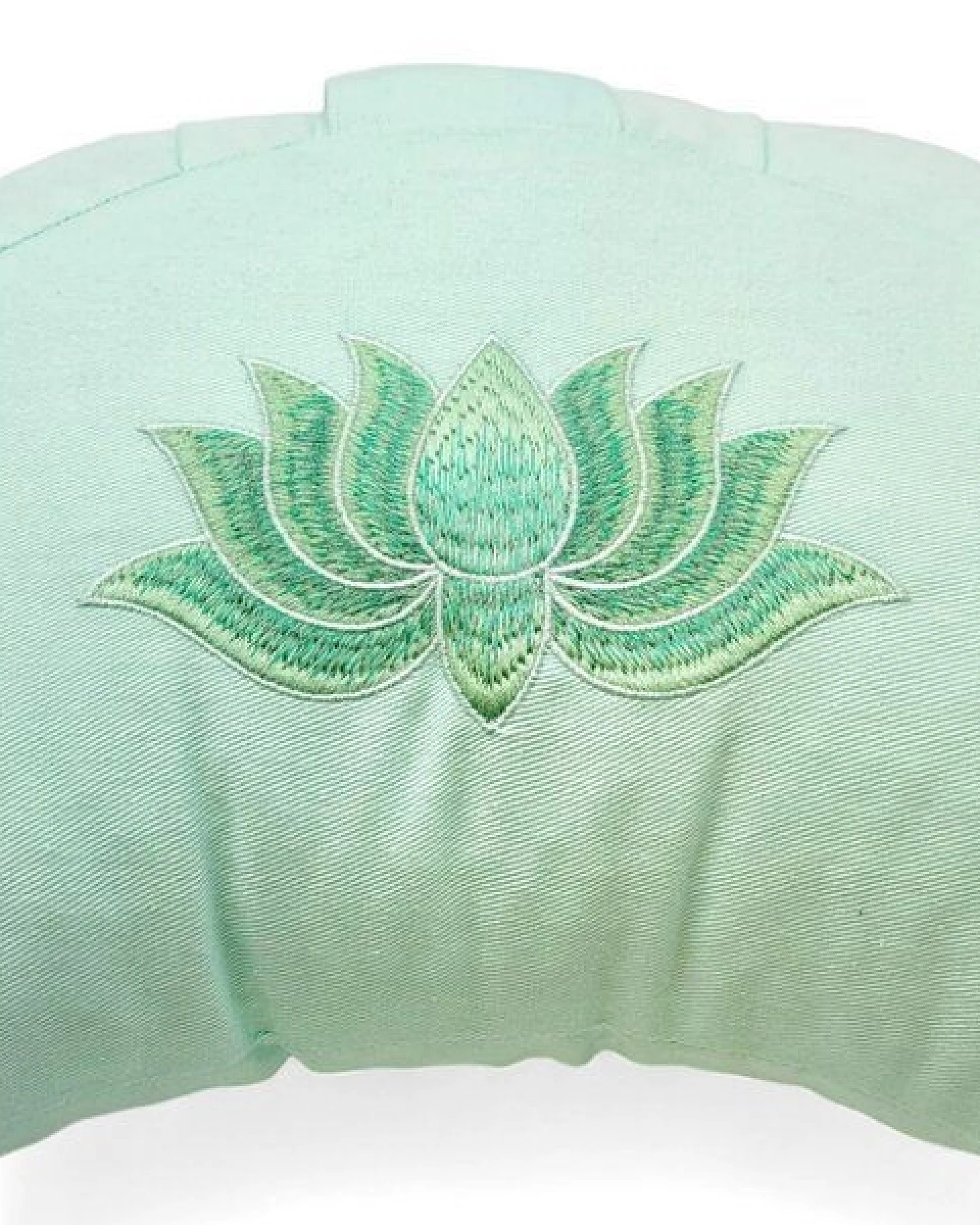 BAGHI Meditationskissen Halbmond pastellige Farben Lotus Bestickung - aus Bio-Baumwolle kbA zertifiziert Sitzhöhe 14 cm – Ansicht 3