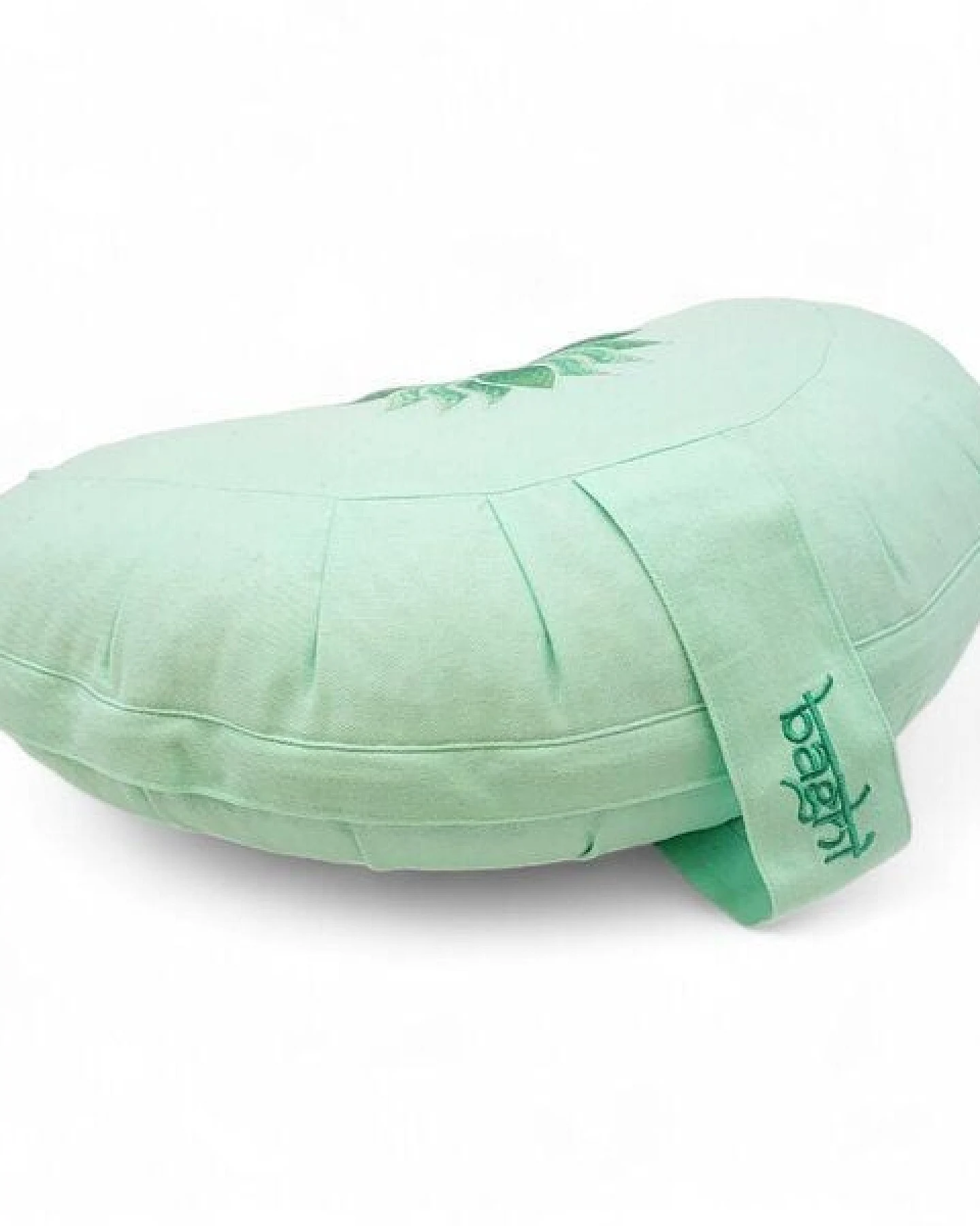 BAGHI Meditationskissen Halbmond pastellige Farben Lotus Bestickung - aus Bio-Baumwolle kbA zertifiziert Sitzhöhe 14 cm – Ansicht 4