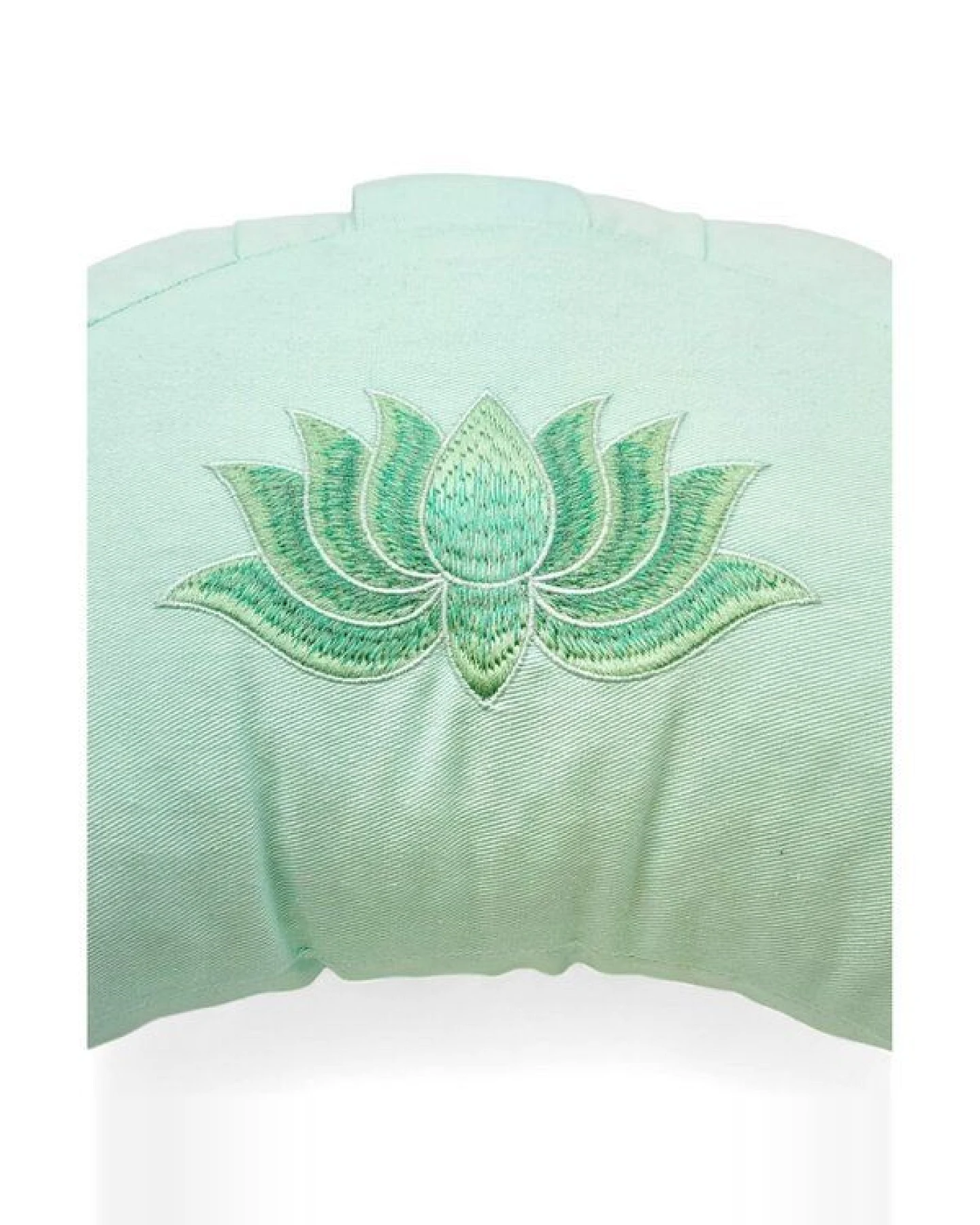 BAGHI Meditationskissen Halbmond pastellige Farben Lotus Bestickung - aus Bio-Baumwolle kbA zertifiziert Sitzhöhe 14 cm – Ansicht 3