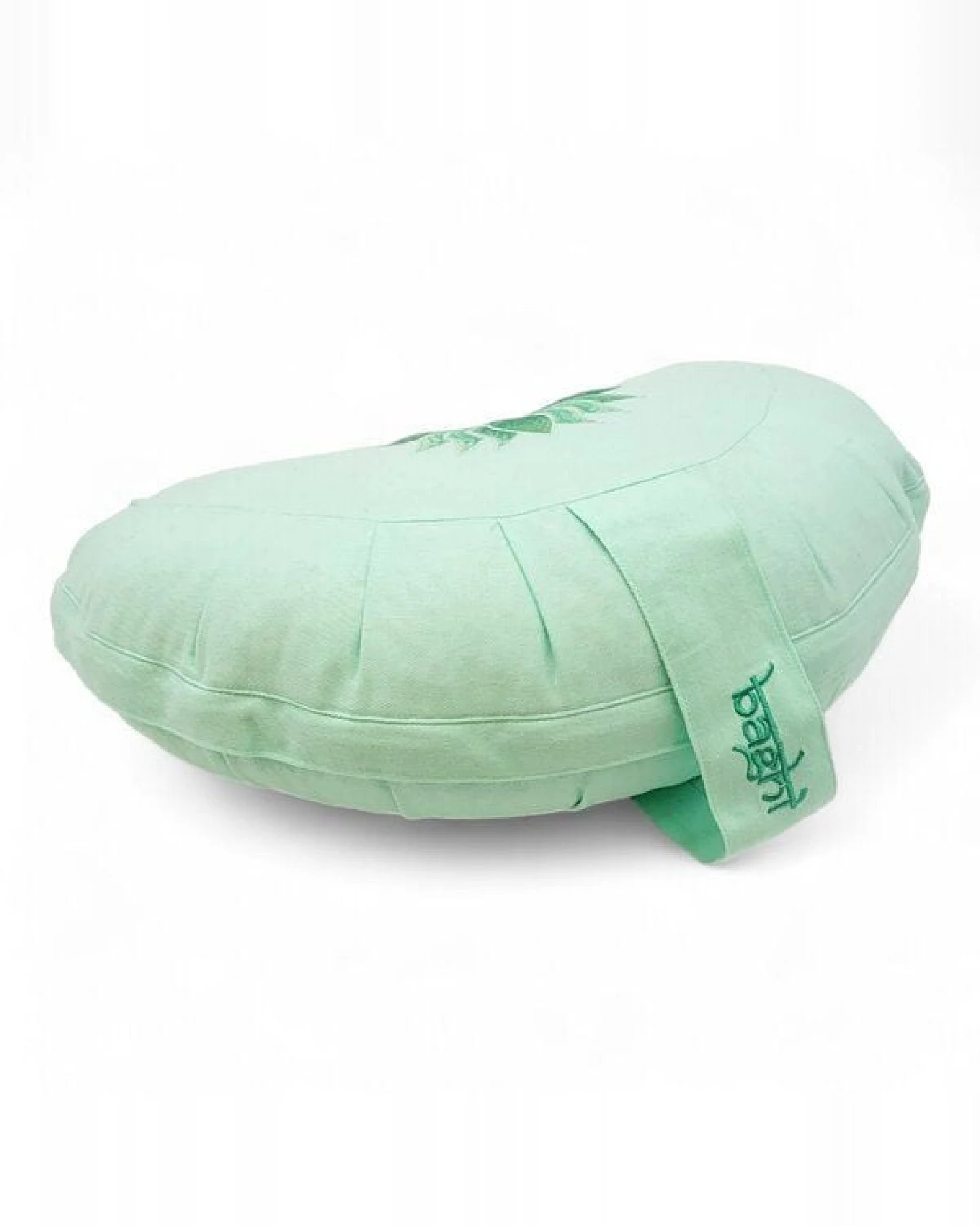 BAGHI Meditationskissen Halbmond pastellige Farben Lotus Bestickung - aus Bio-Baumwolle kbA zertifiziert Sitzhöhe 14 cm – Ansicht 4